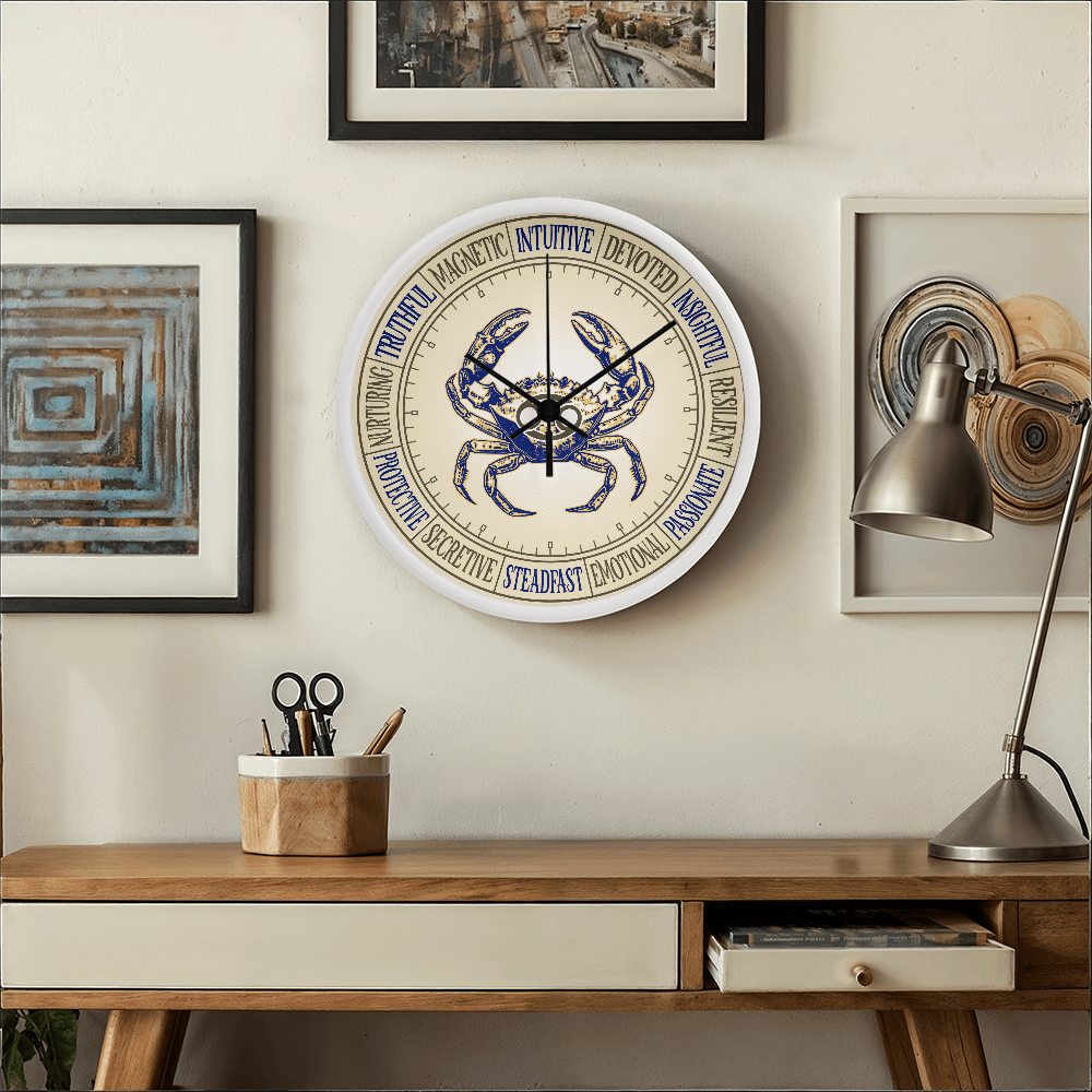 Cancer Wall Clock – Zodiac Decor, Astrology Gift, Cancer Zodiac Art, Horoscope Wall Art