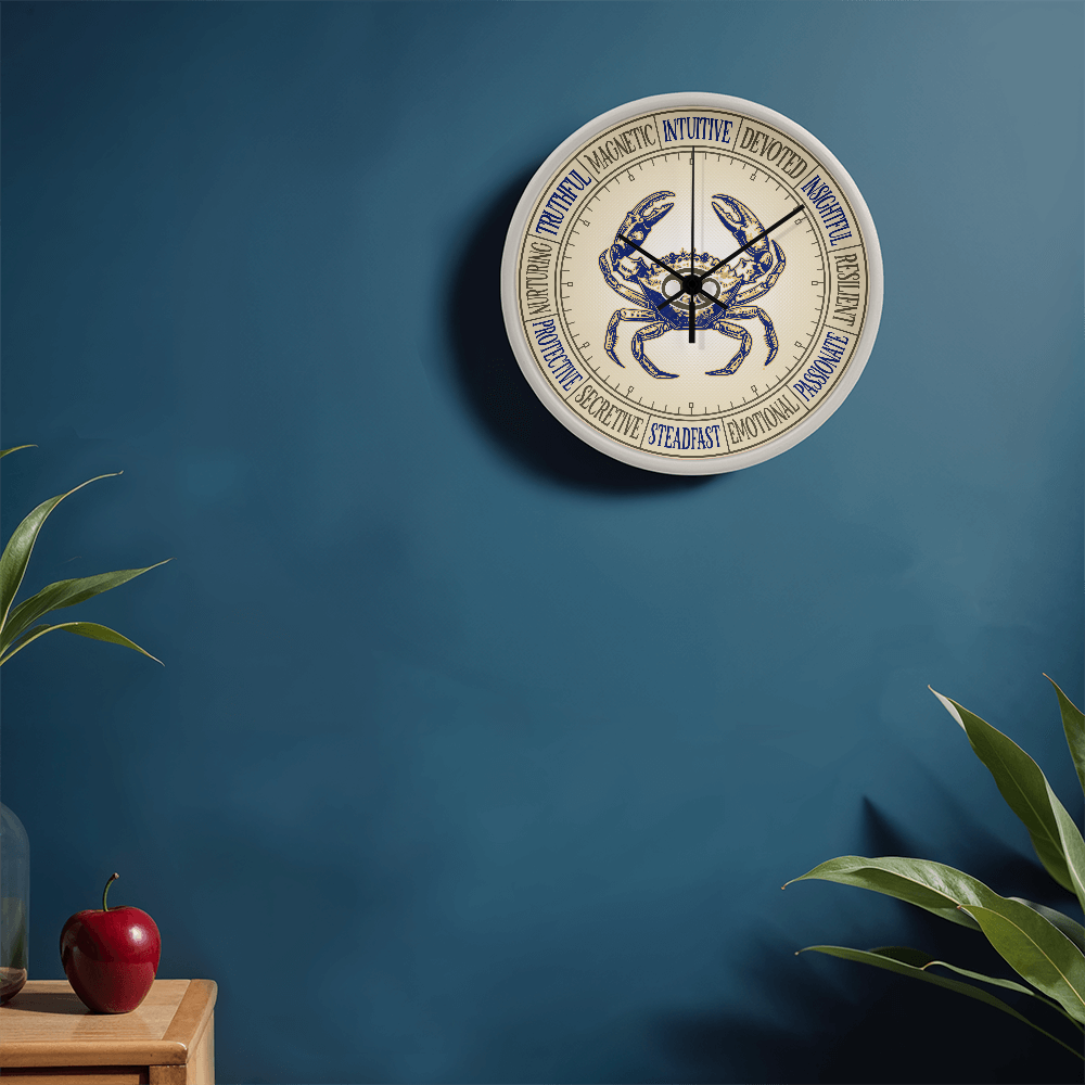 Cancer Wall Clock – Zodiac Decor, Astrology Gift, Cancer Zodiac Art, Horoscope Wall Art