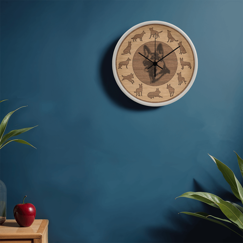 Perfect Wood Frame 10" Wall Clock - Great Gift for German Shepherd  Dog Owners Animal Lovers Pet Rescuers, Mother Day, Father Day or Any Special Occasion.
