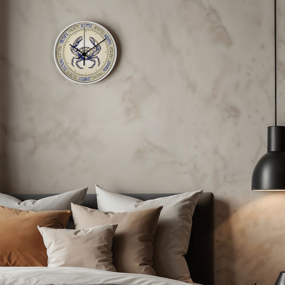 Cancer Wall Clock – Zodiac Decor, Astrology Gift, Cancer Zodiac Art, Horoscope Wall Art