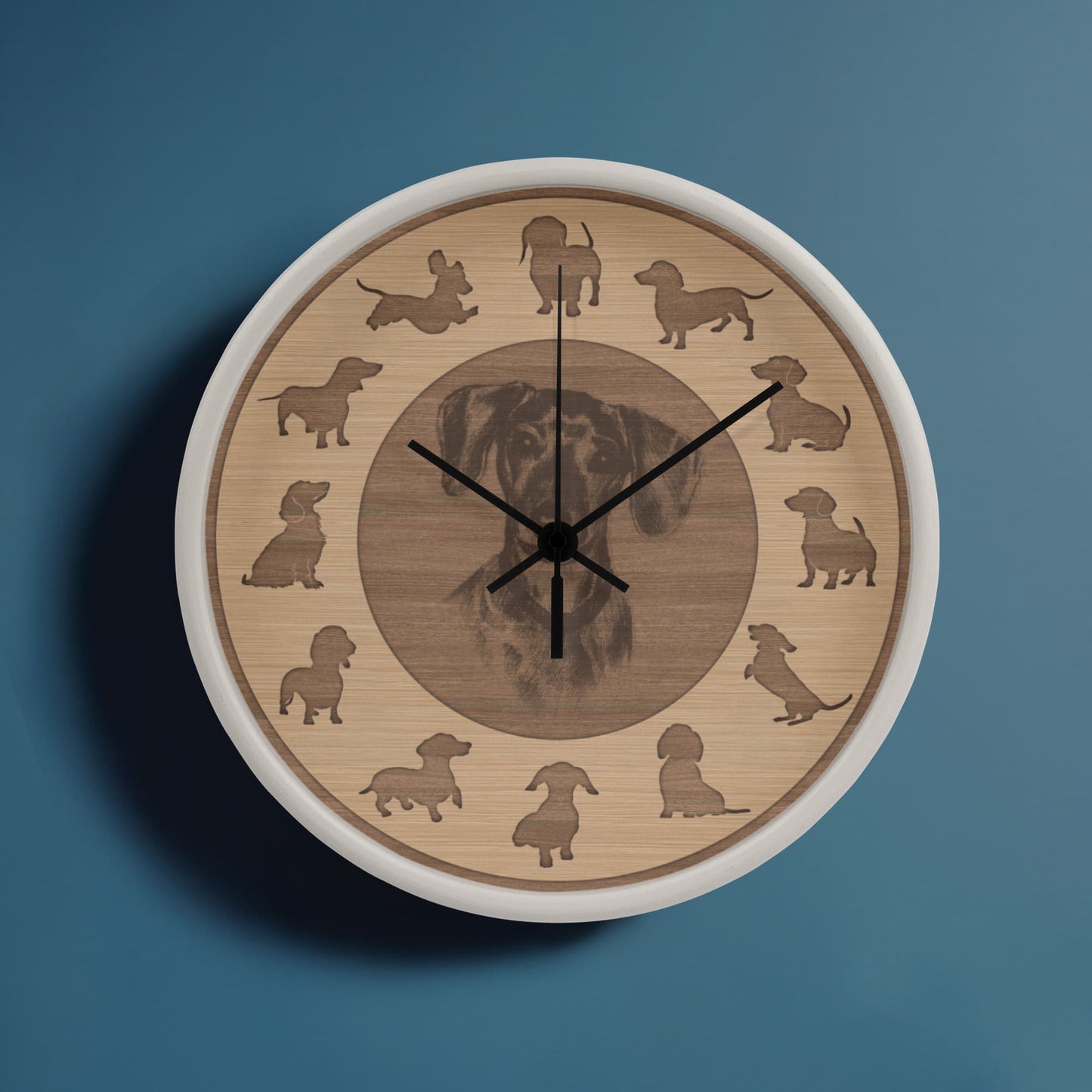 Wooden Dachshund Wall Clock - Rustic Wall Art, 10in Quartz, Dog Lover Gift, Farmhouse Decor, Cute Pet Accent