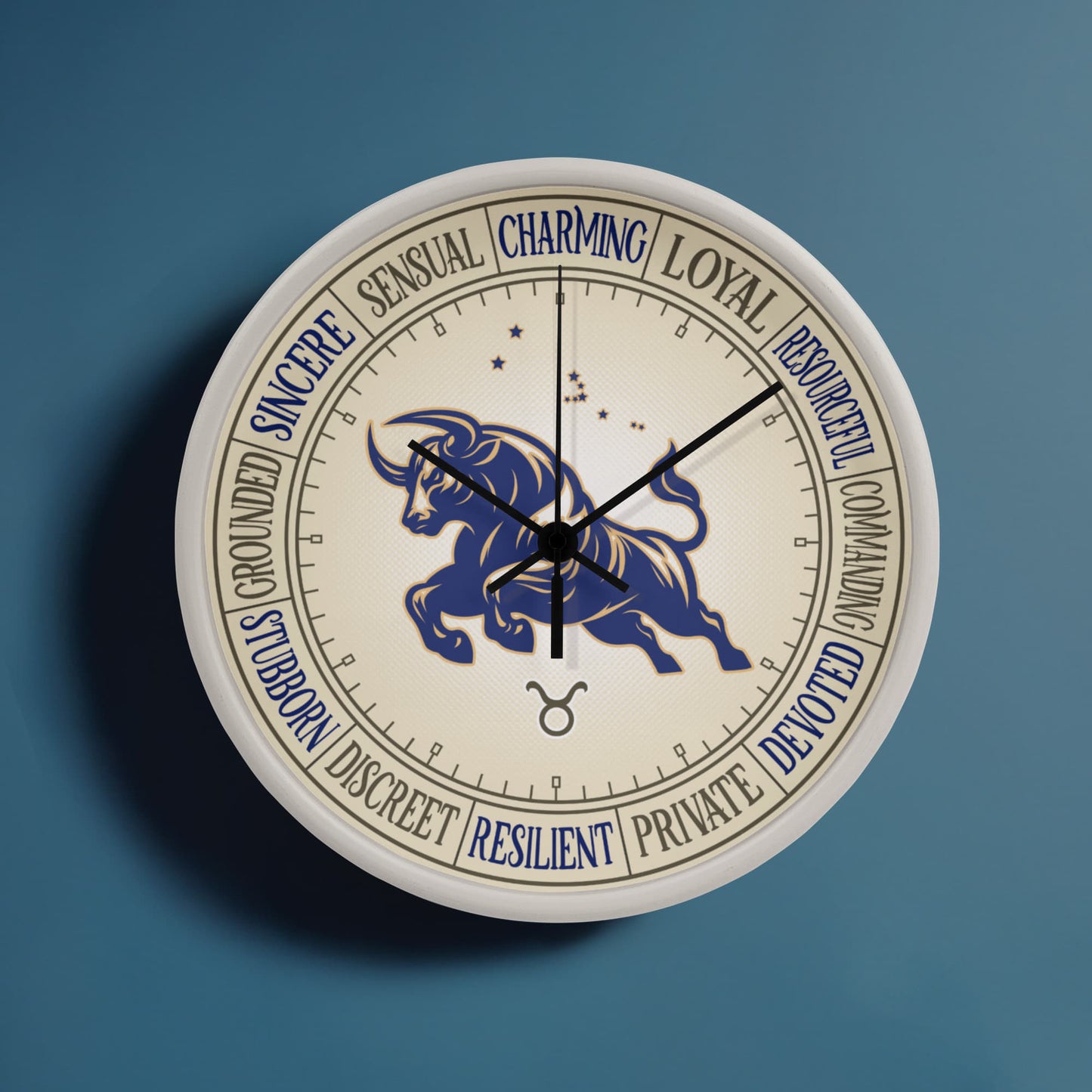 Taurus Wood Frame 10” Wall Clock - Astrology Wall Art, Taurus Lover Gift, Zodiac Decor, Taurus Constellation