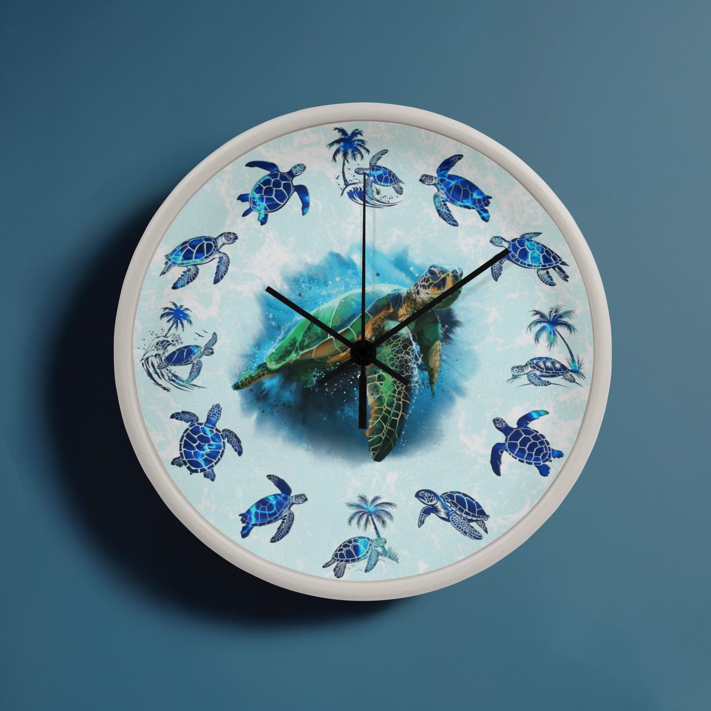 Wooden Sea Turtle Wall Clock - Rustic Wall Art, 10in Quartz, Turtle Lover Gift, Coastal Decor, Ocean Accent