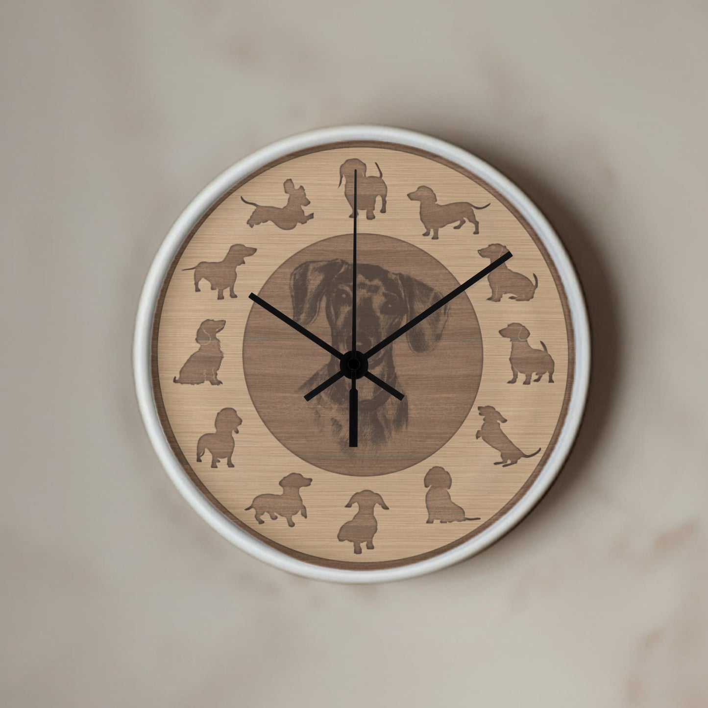 Wooden Dachshund Wall Clock - Rustic Wall Art, 10in Quartz, Dog Lover Gift, Farmhouse Decor, Cute Pet Accent