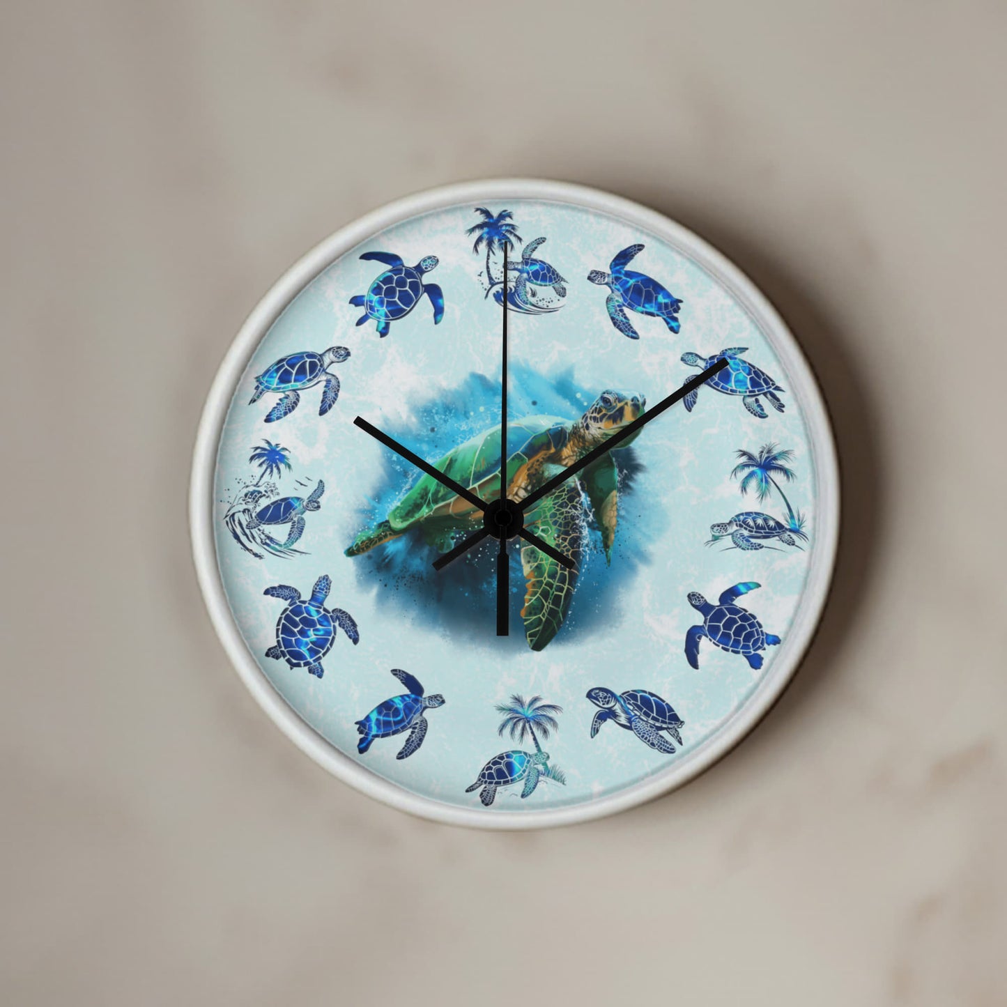 Wooden Sea Turtle Wall Clock - Rustic Wall Art, 10in Quartz, Turtle Lover Gift, Coastal Decor, Ocean Accent