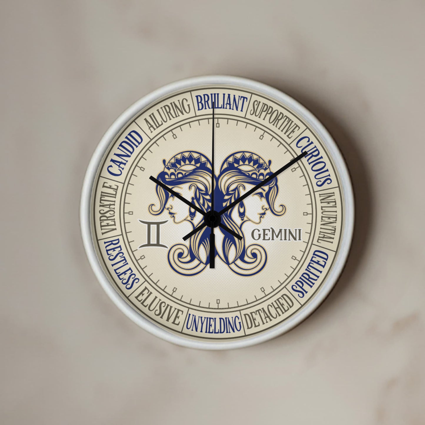 Gemini Wall Clock - Astrology Wall Art, Gemini Lover Gift, Zodiac Decor, Gemini Constellation Present