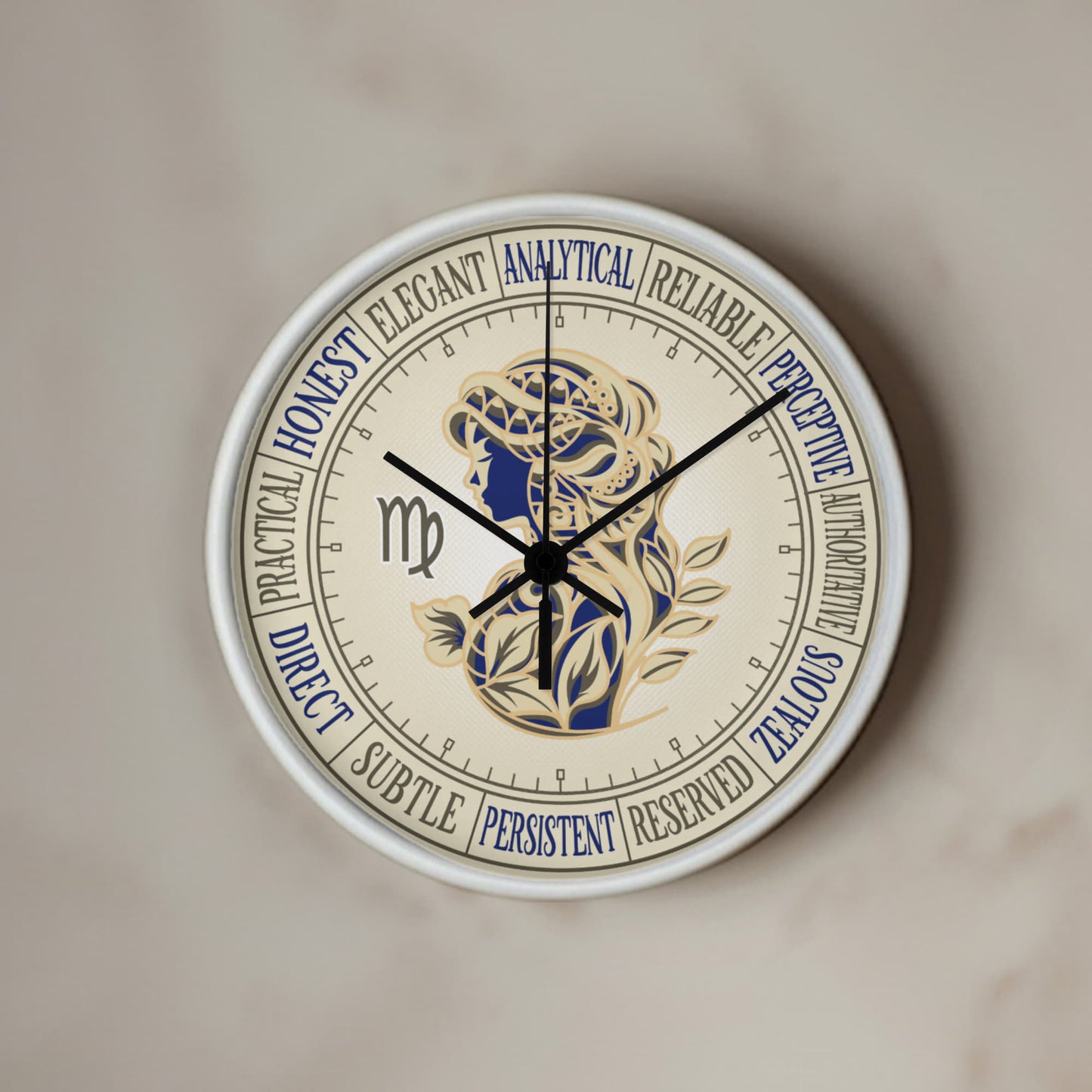 Virgo Wall Clock – Printed Zodiac Silhouette Art, Gift for Astrology Lovers, Celestial Home Decor, 10” Clock