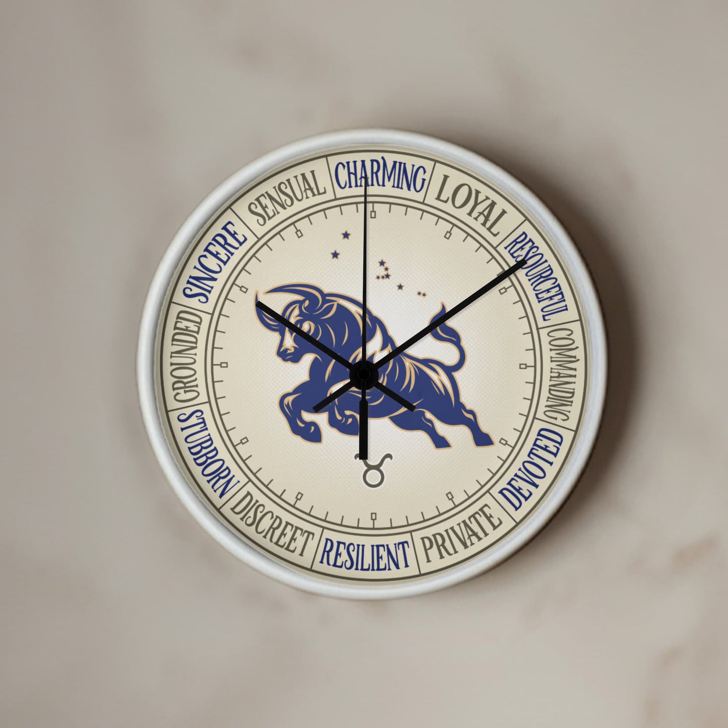 Taurus Wood Frame 10” Wall Clock - Astrology Wall Art, Taurus Lover Gift, Zodiac Decor, Taurus Constellation