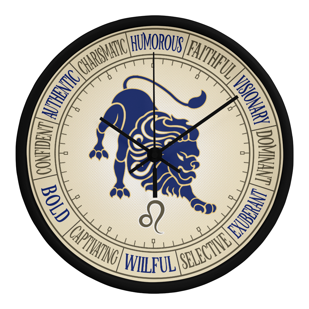 Leo Wood Frame 10” Wall Clock - Astrology Wall Art, Leo Lover Gift, Zodiac Decor, Leo Zodiac Art