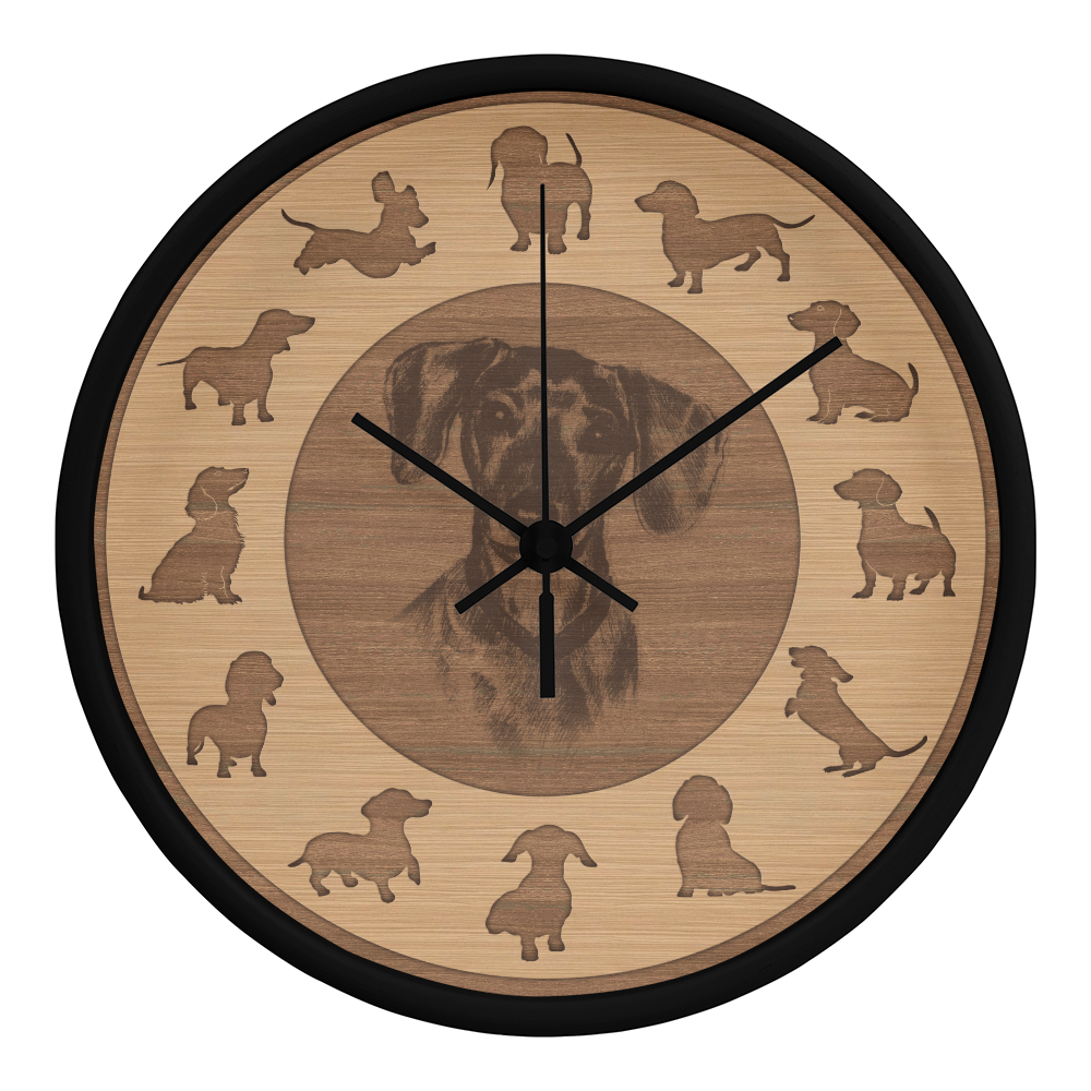 Wooden Dachshund Wall Clock - Rustic Wall Art, 10in Quartz, Dog Lover Gift, Farmhouse Decor, Cute Pet Accent