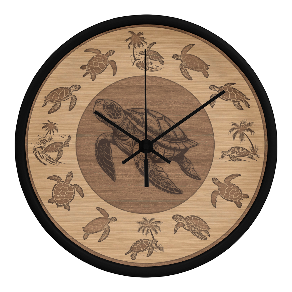 Wooden Sea Turtle Wall Clock - Rustic Wall Art, 10in Quartz, Turtle Lover Gift, Coastal Decor, Ocean Accent