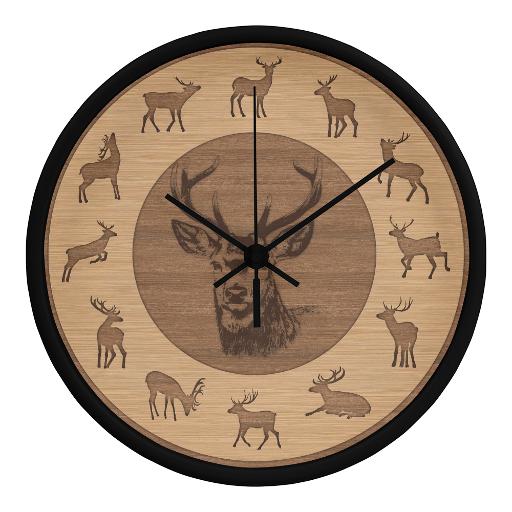 Wooden Frame Deer Wall Clock - Rustic Wall Art, 10in Quartz, Wildlife Gift, Farmhouse Decor, Nature Lover Cabin Accent for Home