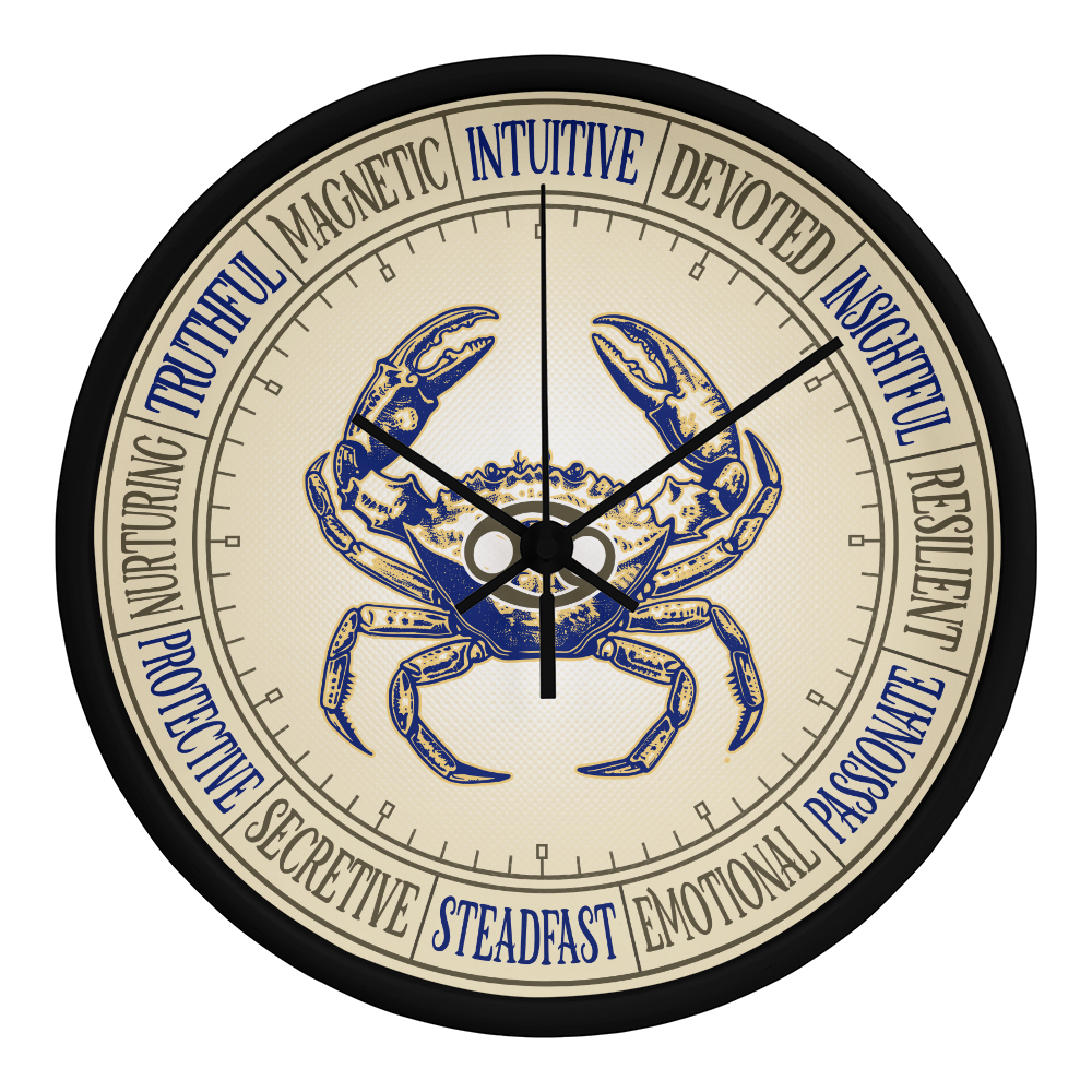 Cancer Wall Clock – Zodiac Decor, Astrology Gift, Cancer Zodiac Art, Horoscope Wall Art
