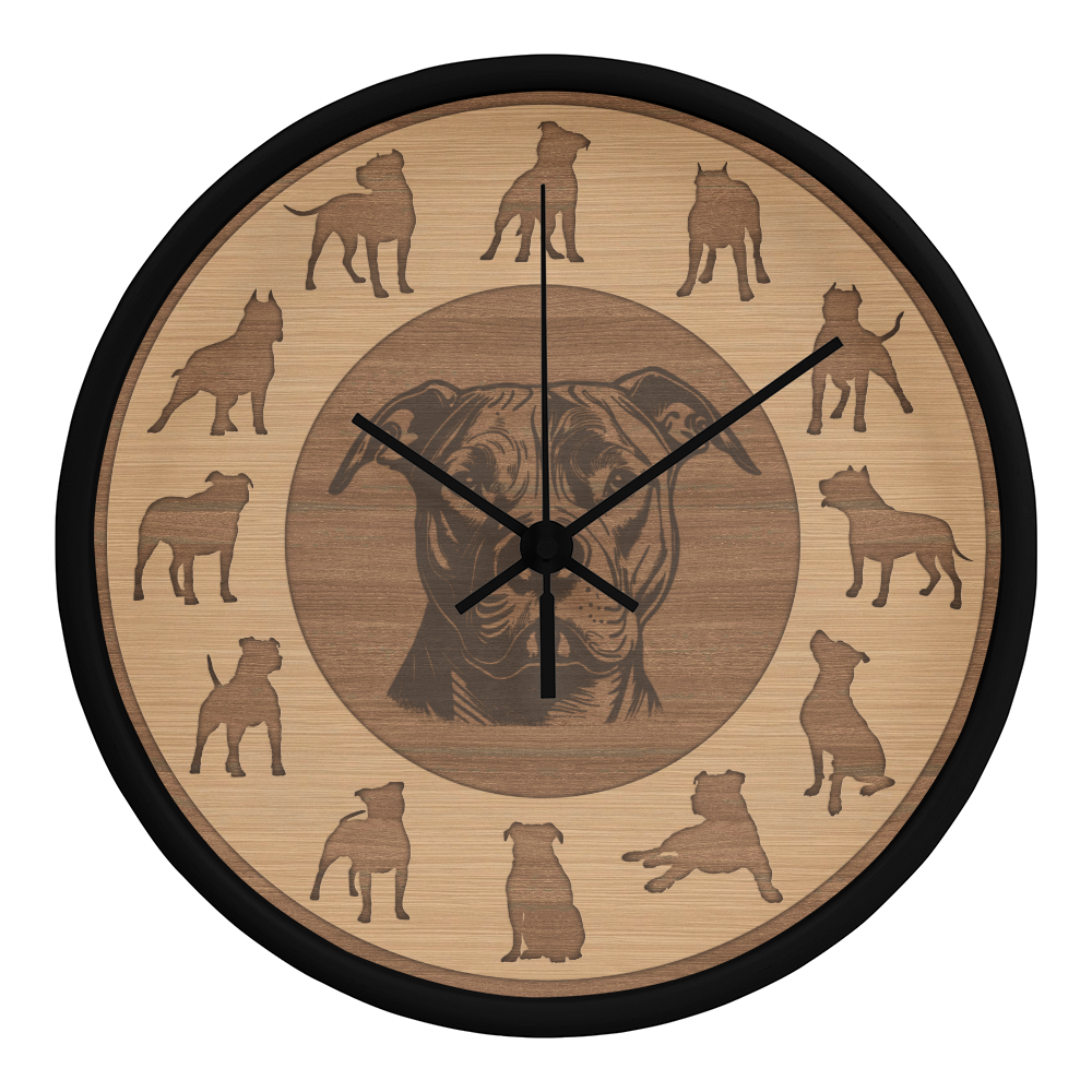 Perfect Wood Frame 10" Wall Clock - Great Gift for Pitbull Lover Animal Pet Rescuers, Mother Day, Father Day or Any Special Occasion.