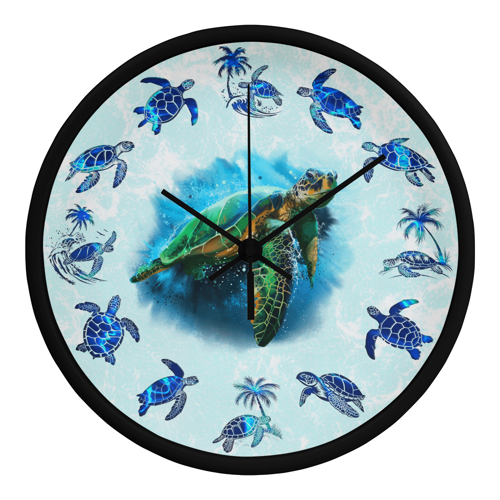 Wooden Sea Turtle Wall Clock - Rustic Wall Art, 10in Quartz, Turtle Lover Gift, Coastal Decor, Ocean Accent