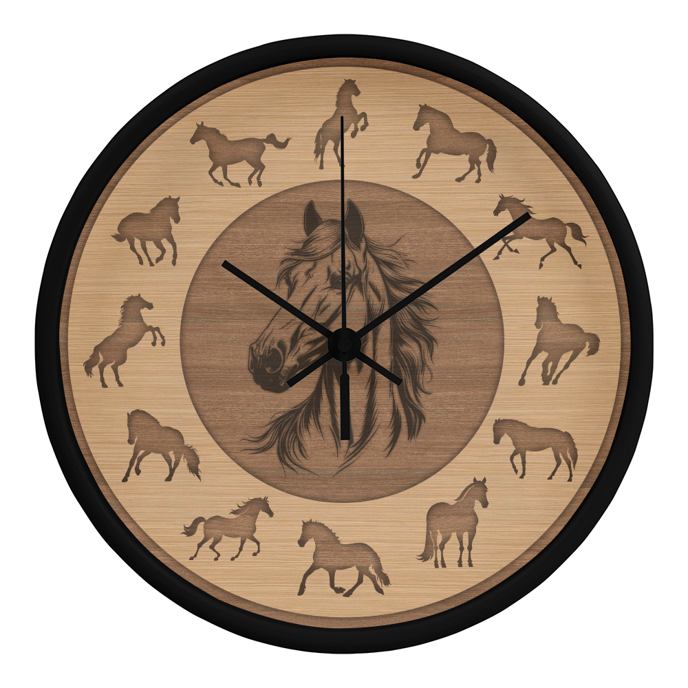 Perfect Wood Frame 10" Wall Clock - Great Gift for Horse Owners Animal Lovers Pet Rescuers, Mother Day, Father Day or Any Special Occasion.