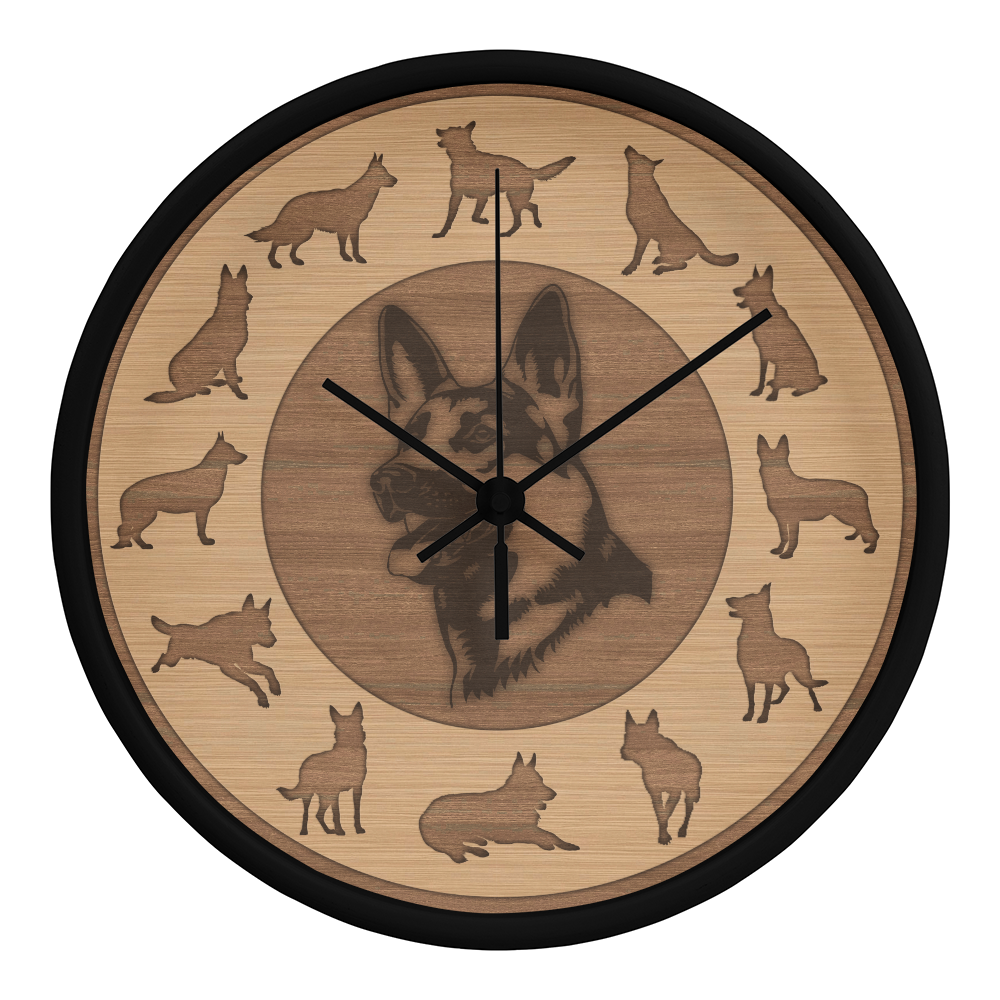 Perfect Wood Frame 10" Wall Clock - Great Gift for German Shepherd  Dog Owners Animal Lovers Pet Rescuers, Mother Day, Father Day or Any Special Occasion.