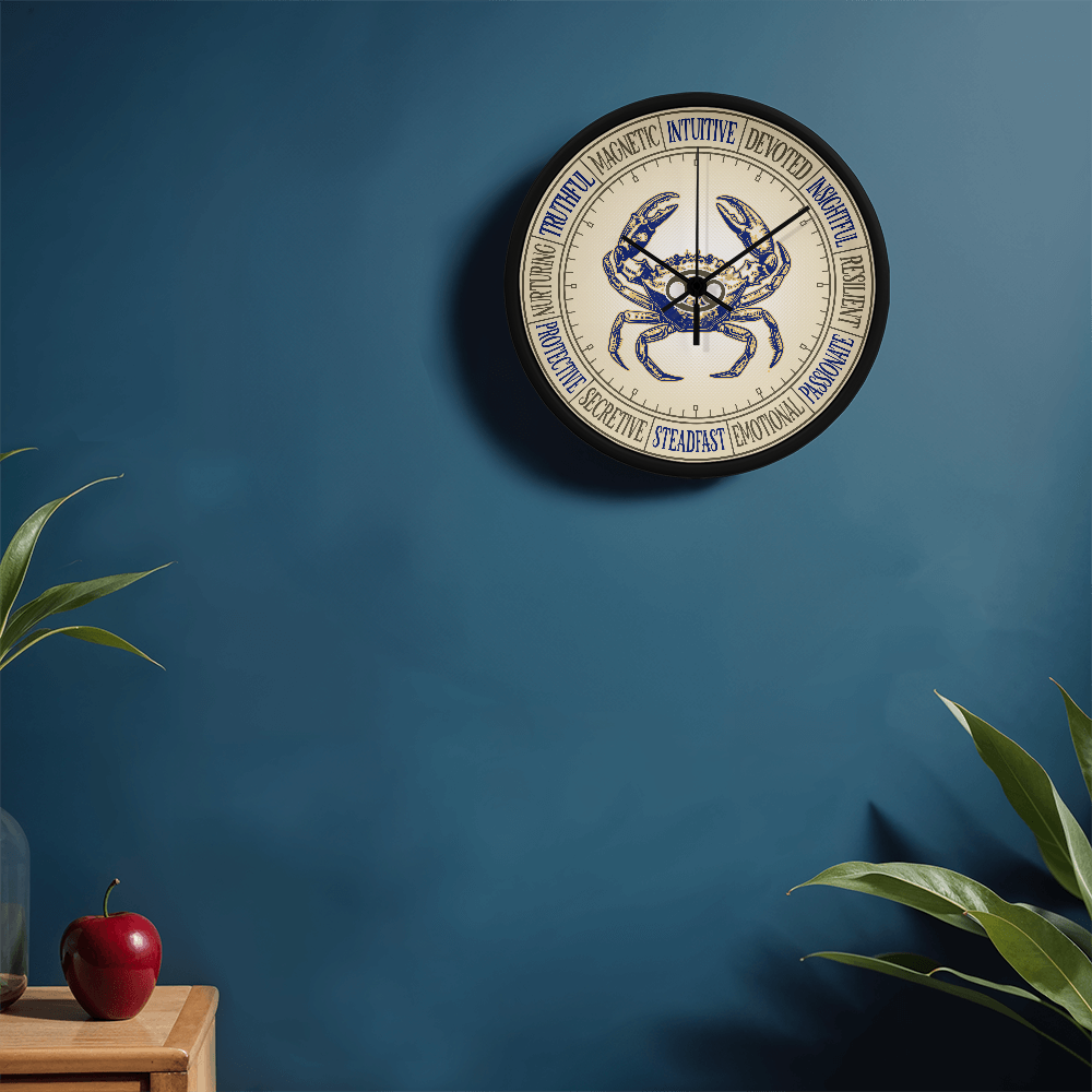 Cancer Wall Clock – Zodiac Decor, Astrology Gift, Cancer Zodiac Art, Horoscope Wall Art
