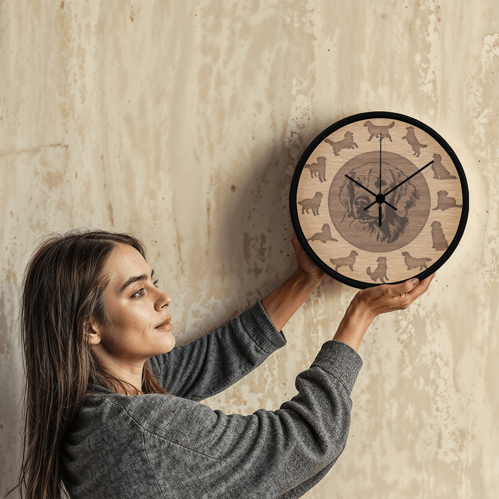 Golden Retriever Clock - Minimalist Silhouette, 10 Inch Quartz, Eco-Friendly Dog Gift, Nordic Pet Decor, Mother's Day Gift