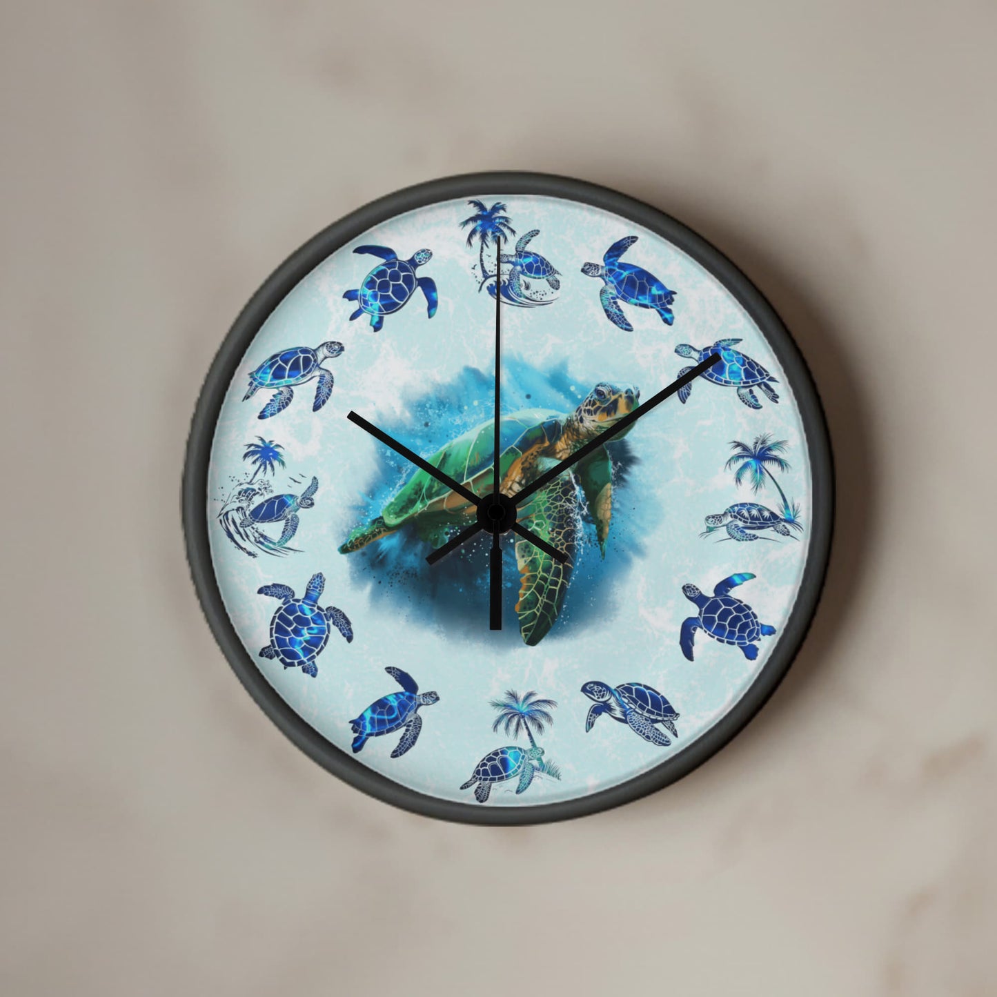 Wooden Sea Turtle Wall Clock - Rustic Wall Art, 10in Quartz, Turtle Lover Gift, Coastal Decor, Ocean Accent