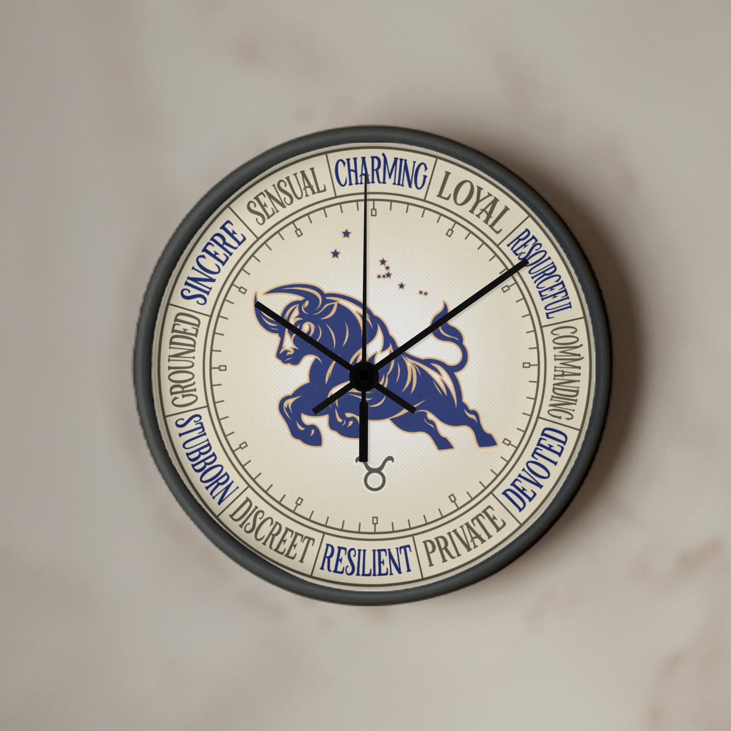 Taurus Wood Frame 10” Wall Clock - Astrology Wall Art, Taurus Lover Gift, Zodiac Decor, Taurus Constellation