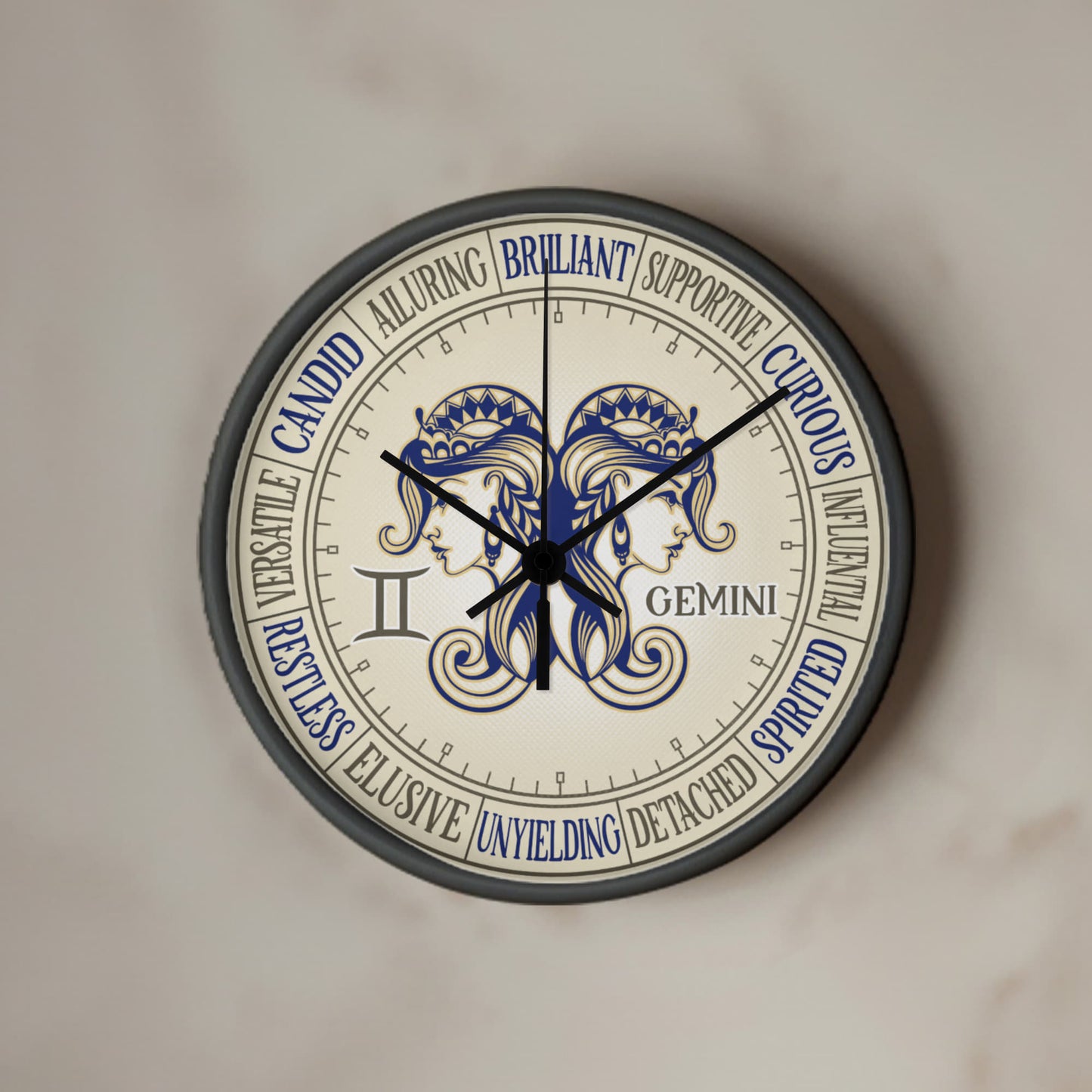 Gemini Wall Clock - Astrology Wall Art, Gemini Lover Gift, Zodiac Decor, Gemini Constellation Present