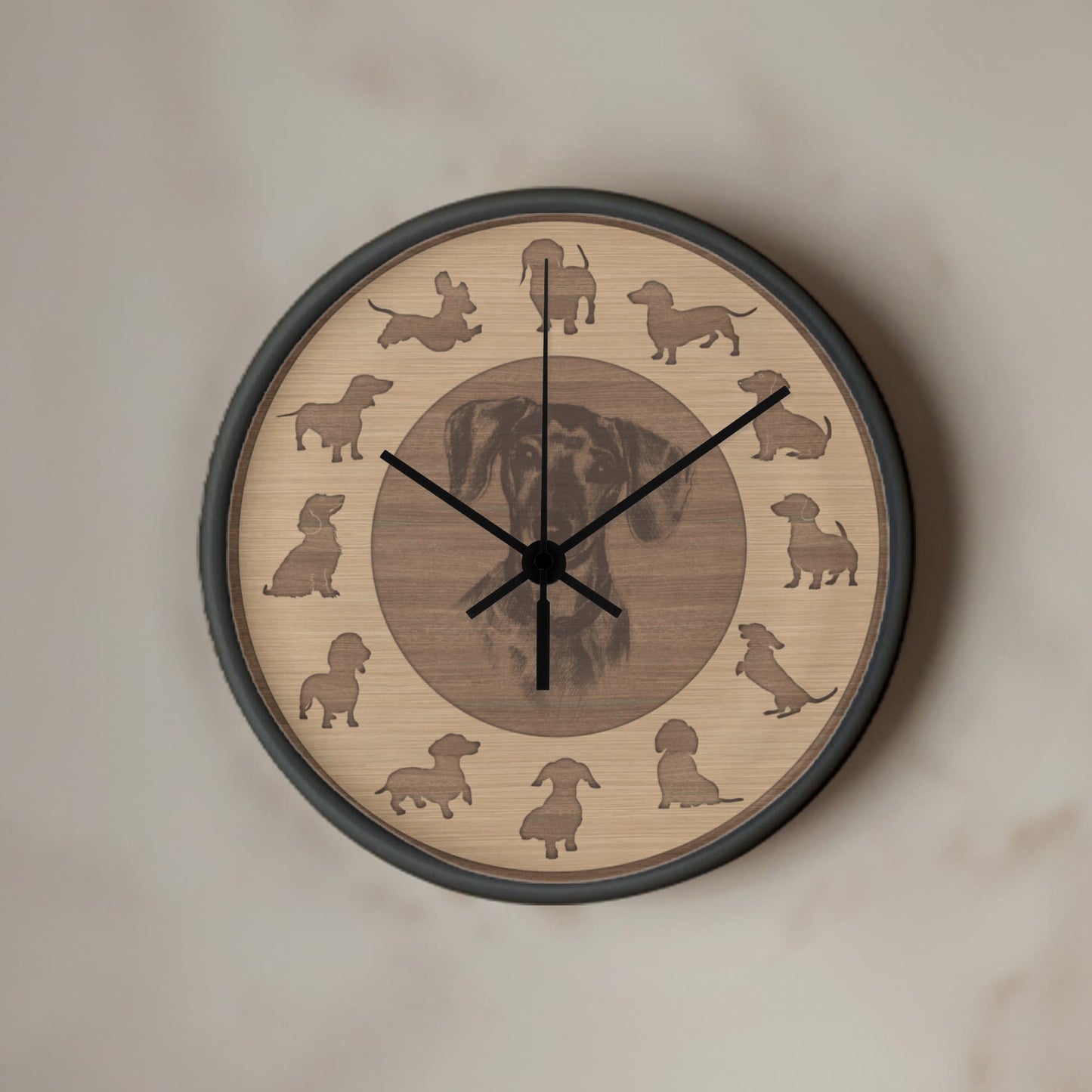 Wooden Dachshund Wall Clock - Rustic Wall Art, 10in Quartz, Dog Lover Gift, Farmhouse Decor, Cute Pet Accent