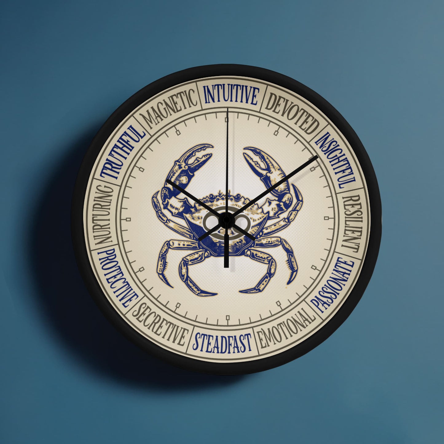 Cancer Wall Clock – Zodiac Decor, Astrology Gift, Cancer Zodiac Art, Horoscope Wall Art