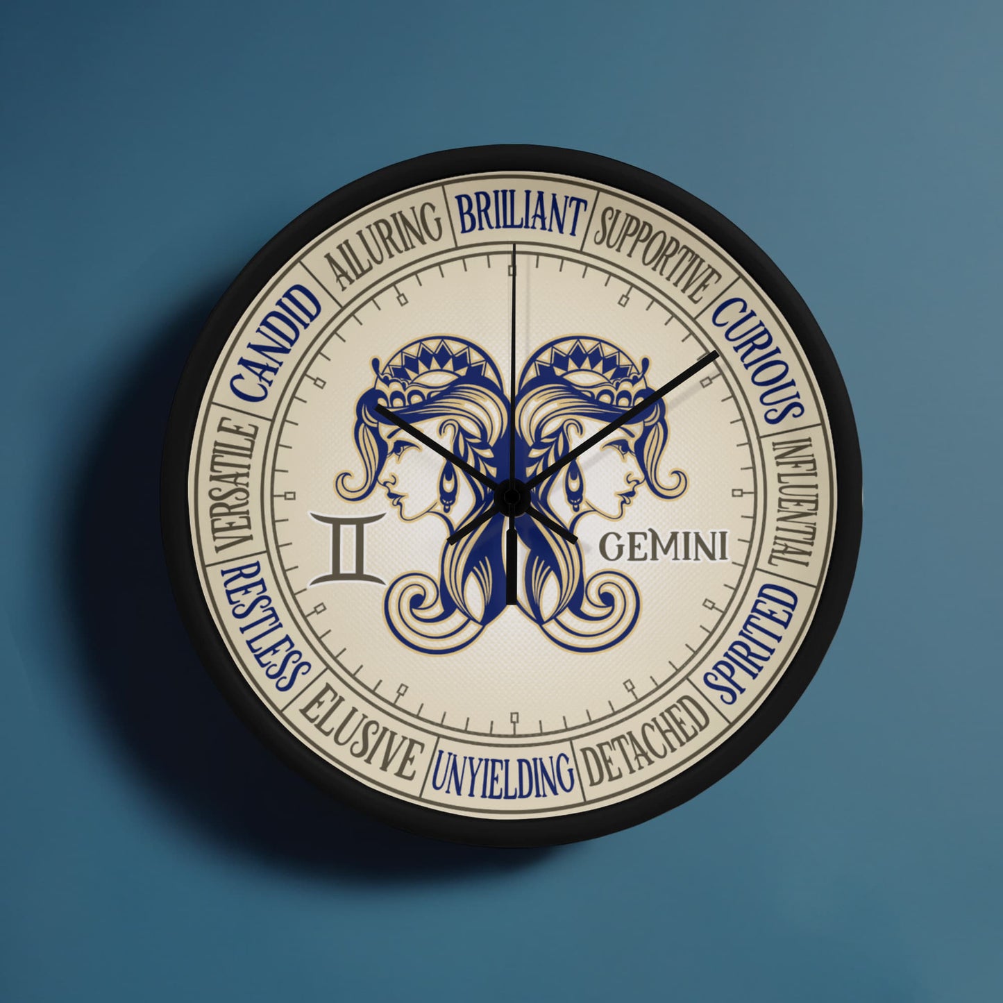 Gemini Wall Clock - Astrology Wall Art, Gemini Lover Gift, Zodiac Decor, Gemini Constellation Present