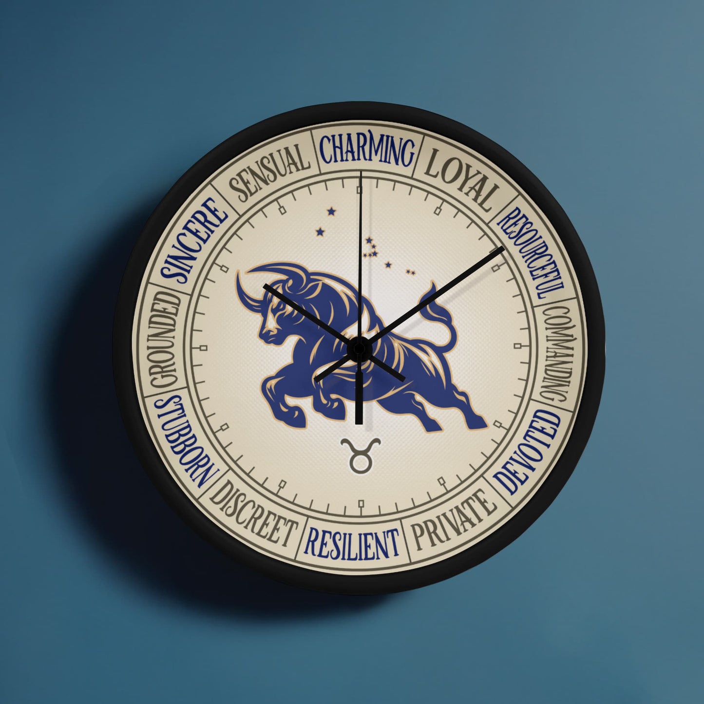 Taurus Wood Frame 10” Wall Clock - Astrology Wall Art, Taurus Lover Gift, Zodiac Decor, Taurus Constellation