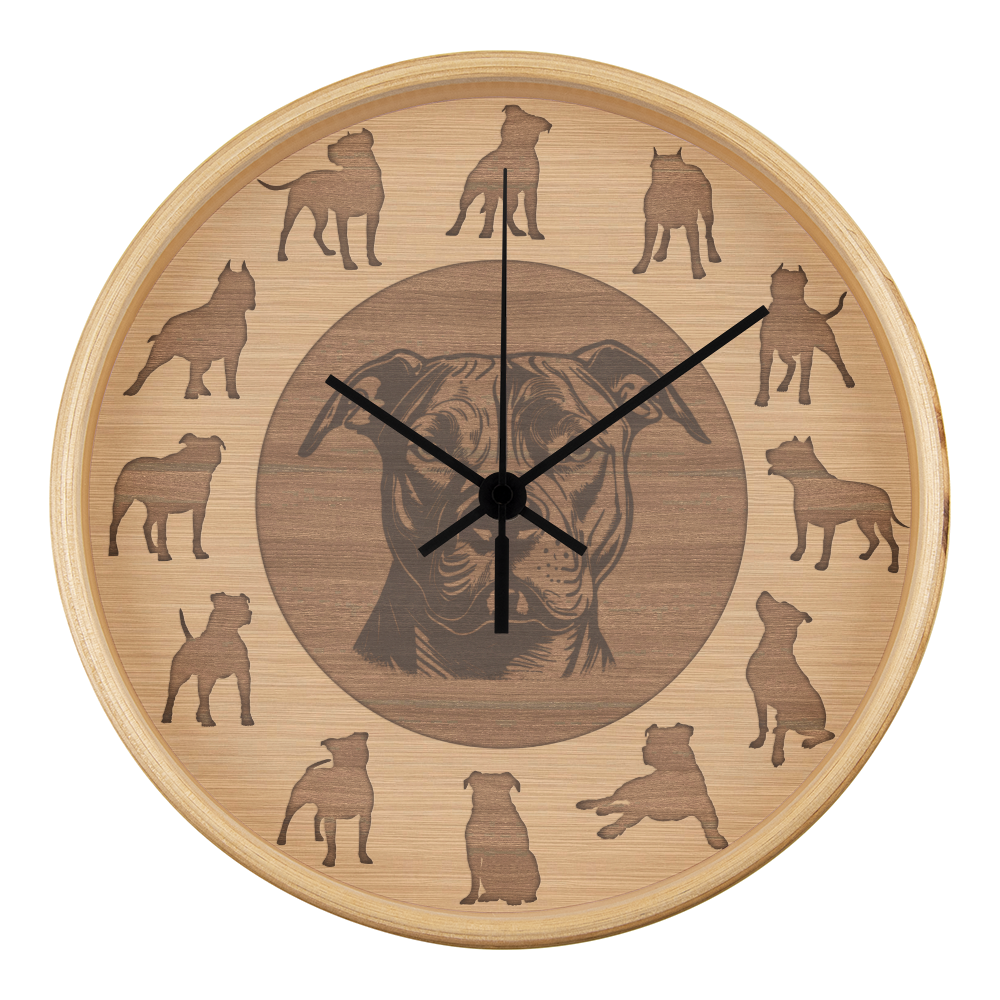 Perfect Wood Frame 10" Wall Clock - Great Gift for Pitbull Lover Animal Pet Rescuers, Mother Day, Father Day or Any Special Occasion.