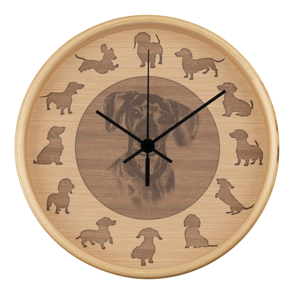 Wooden Dachshund Wall Clock - Rustic Wall Art, 10in Quartz, Dog Lover Gift, Farmhouse Decor, Cute Pet Accent