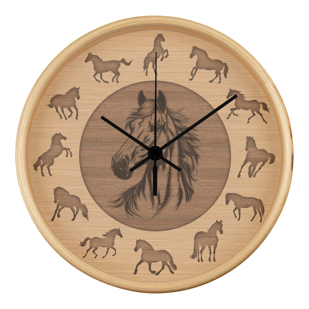 Perfect Wood Frame 10" Wall Clock - Great Gift for Horse Owners Animal Lovers Pet Rescuers, Mother Day, Father Day or Any Special Occasion.