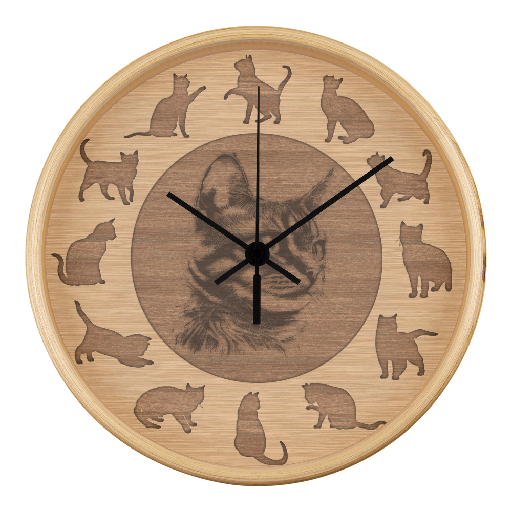 Perfect Wood Frame 10" Wall Clock - Great Gift for Cat Lovers Animal Lovers Pet Rescuers, Mother Day, Father Day or Any Special Occasion.