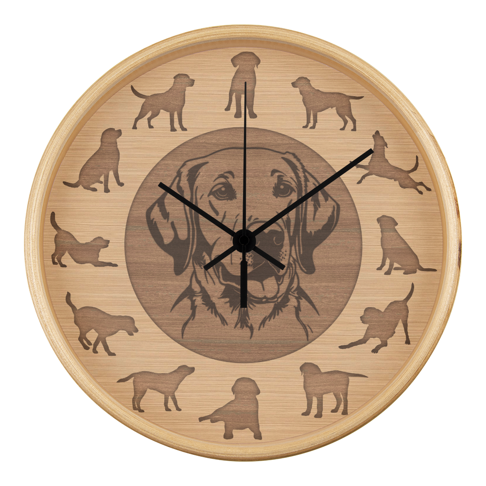 Wooden Labrador Wall Clock - Rustic Brown Silhouette, 10 Inch Quartz, Handmade Dog Owner Gift, Farmhouse Pet Decor, Silent Clock Art"