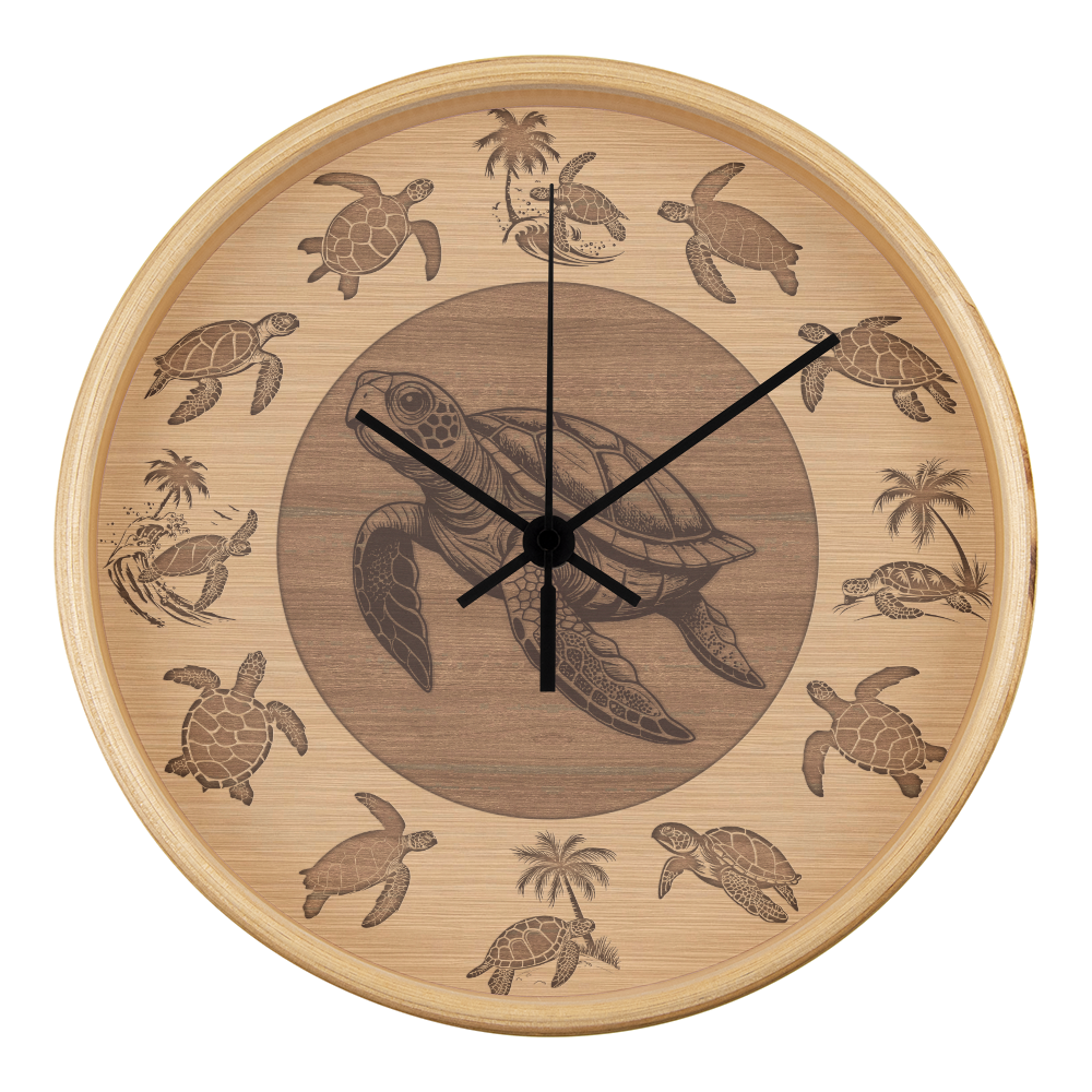 Wooden Sea Turtle Wall Clock - Rustic Wall Art, 10in Quartz, Turtle Lover Gift, Coastal Decor, Ocean Accent