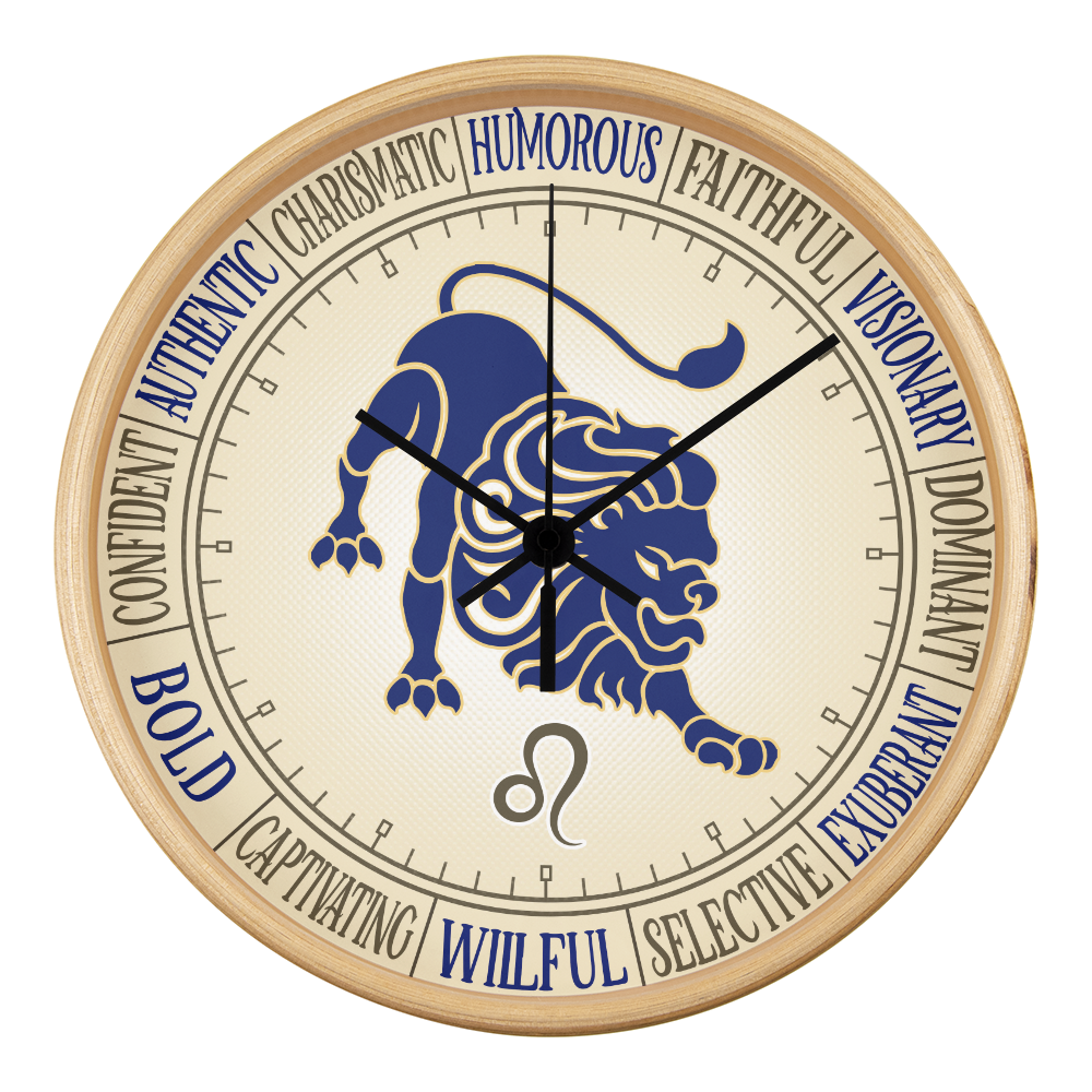 Leo Wood Frame 10” Wall Clock - Astrology Wall Art, Leo Lover Gift, Zodiac Decor, Leo Zodiac Art