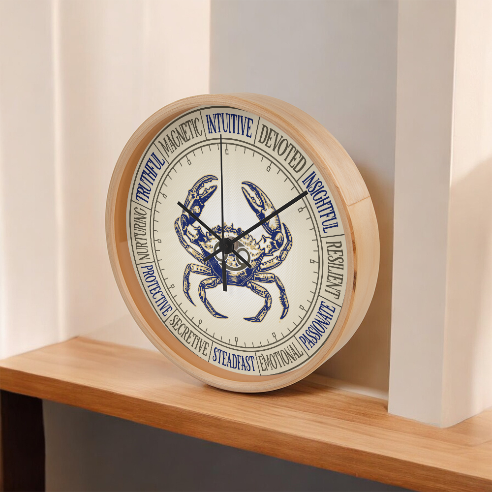 Cancer Wall Clock – Zodiac Decor, Astrology Gift, Cancer Zodiac Art, Horoscope Wall Art