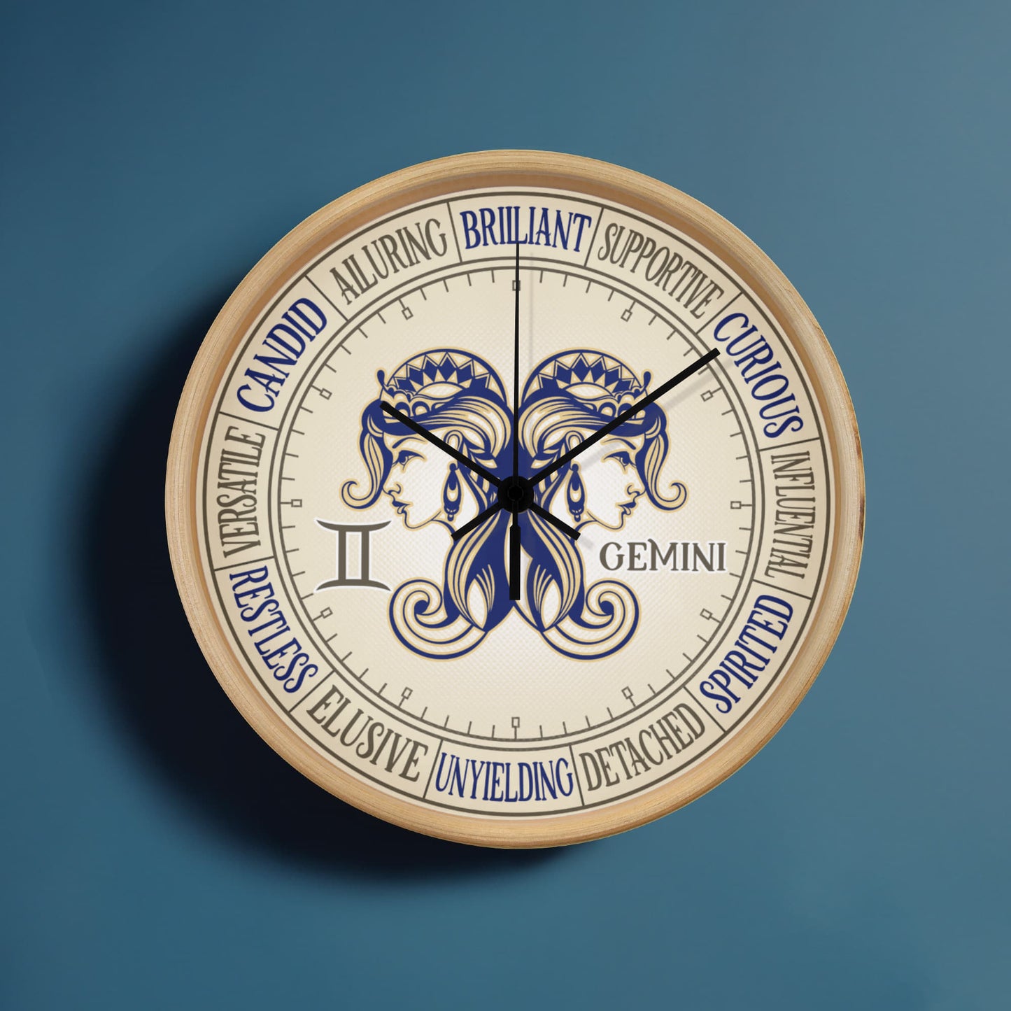 Gemini Wall Clock - Astrology Wall Art, Gemini Lover Gift, Zodiac Decor, Gemini Constellation Present