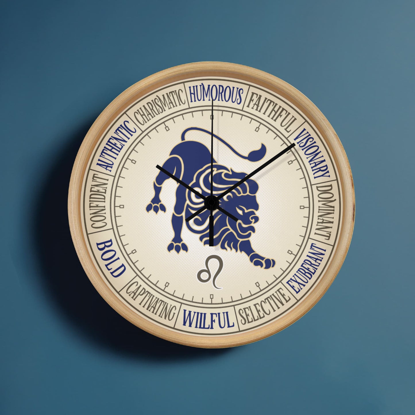 Leo Wood Frame 10” Wall Clock - Astrology Wall Art, Leo Lover Gift, Zodiac Decor, Leo Zodiac Art