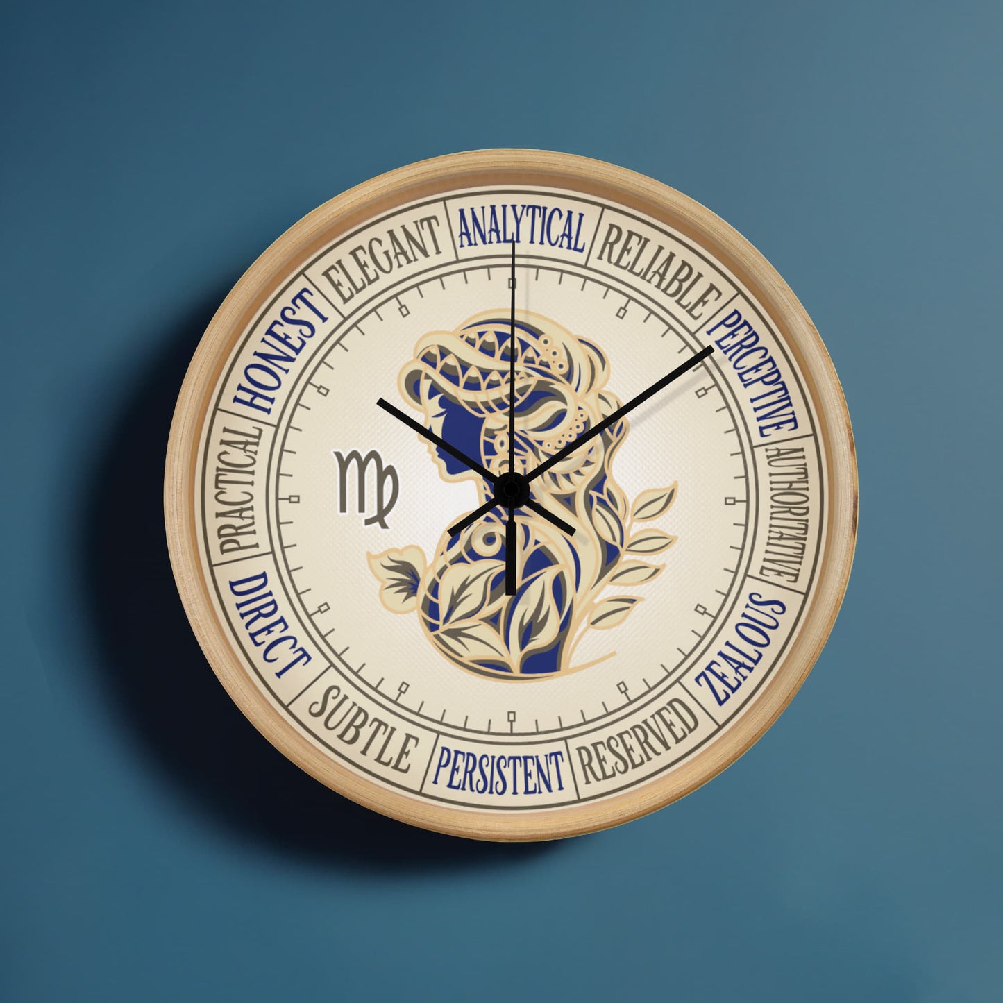 Virgo Wall Clock – Printed Zodiac Silhouette Art, Gift for Astrology Lovers, Celestial Home Decor, 10” Clock