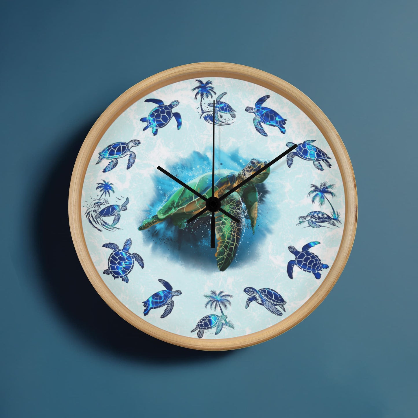 Wooden Sea Turtle Wall Clock - Rustic Wall Art, 10in Quartz, Turtle Lover Gift, Coastal Decor, Ocean Accent