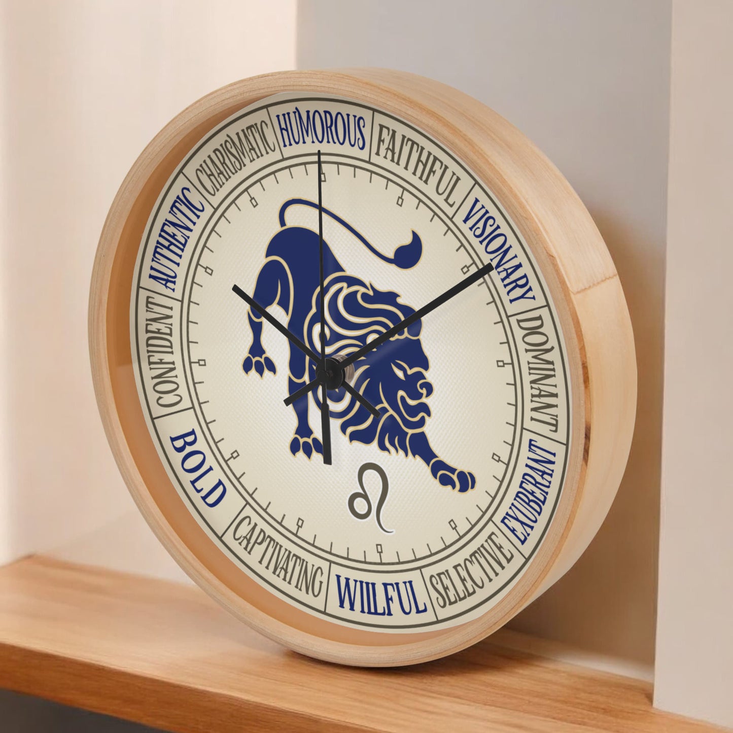 Leo Wood Frame 10” Wall Clock - Astrology Wall Art, Leo Lover Gift, Zodiac Decor, Leo Zodiac Art