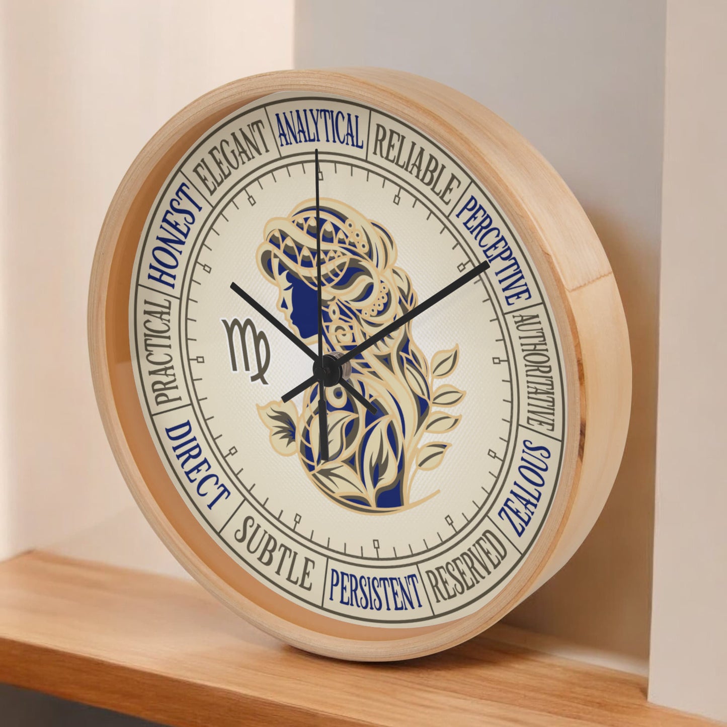 Virgo Wall Clock – Printed Zodiac Silhouette Art, Gift for Astrology Lovers, Celestial Home Decor, 10” Clock