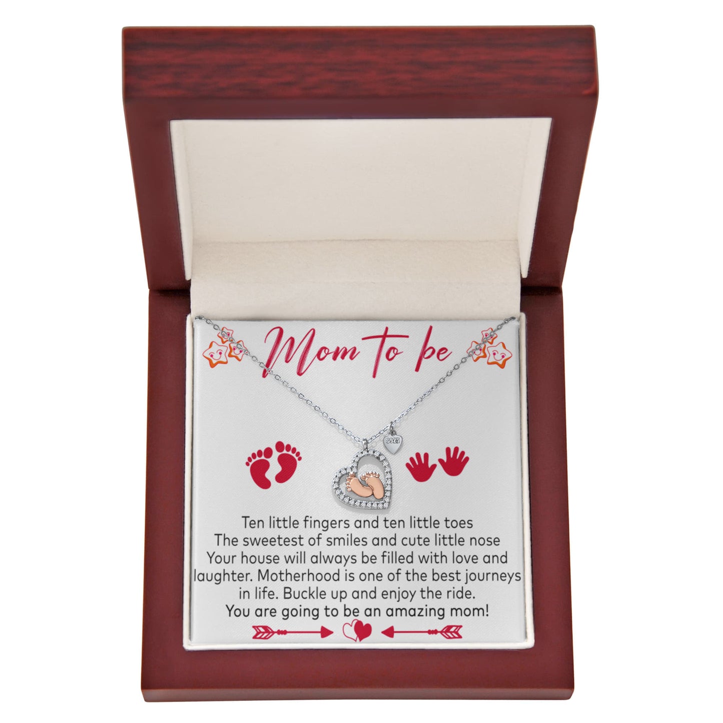 To Be Necklace Baby Shower Gift Baby Feet Heart Necklace Sterling Silver Pregnancy Announcement Gift For New Mom