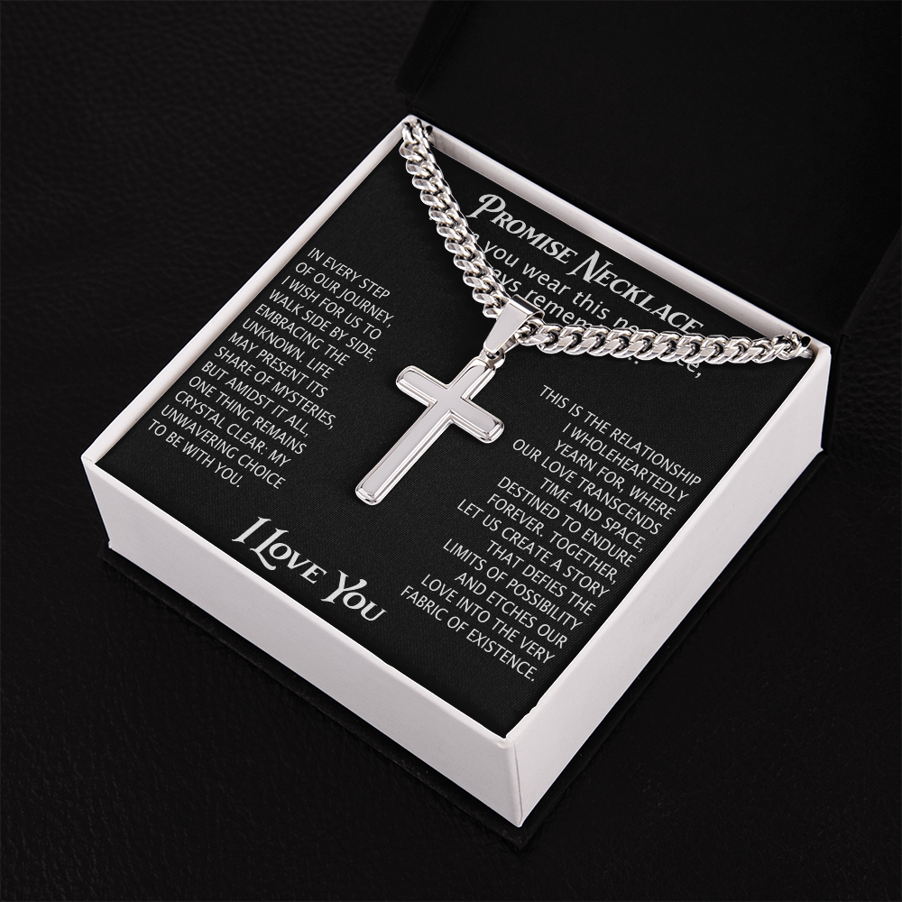 Cross Necklace Cuban Chain Boyfriend Promise Christian Faith Pendant (136755348786)