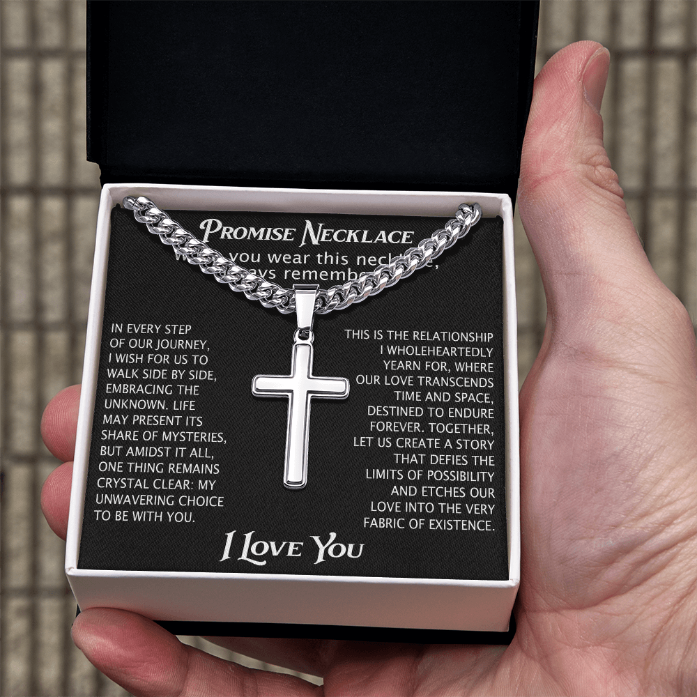 Cross Necklace Cuban Chain Boyfriend Promise Christian Faith Pendant (136755348786)