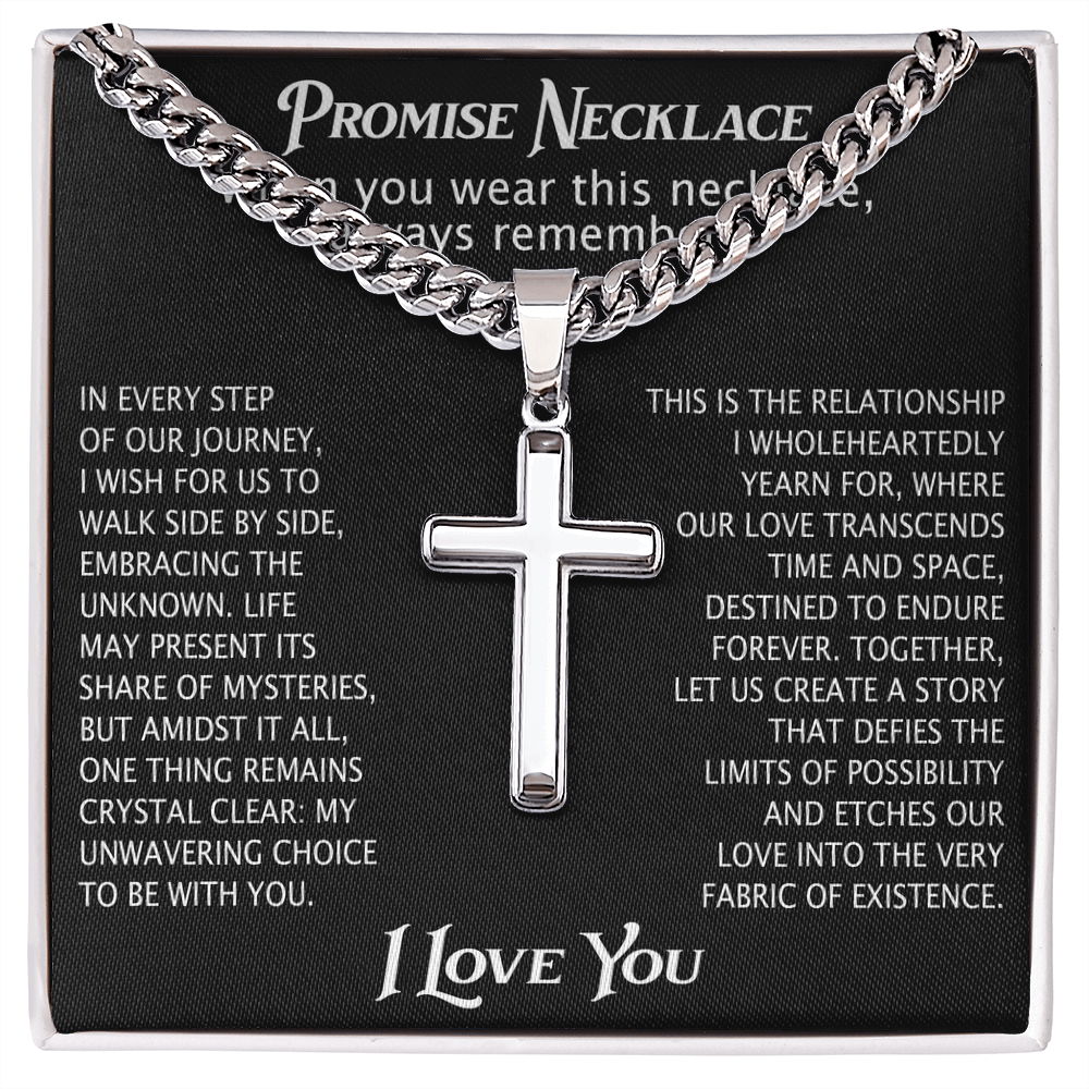 Cross Necklace Cuban Chain Boyfriend Promise Christian Faith Pendant (136755348786)