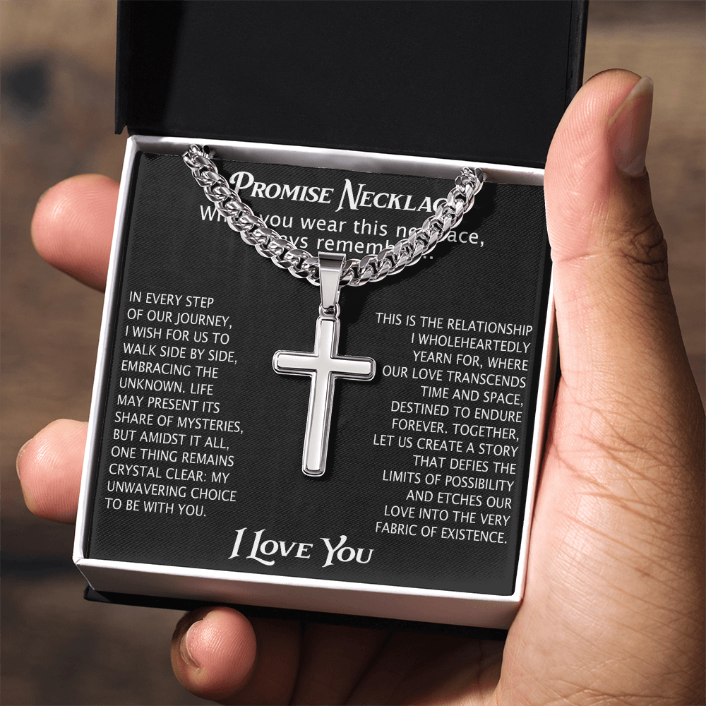 Cross Necklace Cuban Chain Boyfriend Promise Christian Faith Pendant (136755348786)