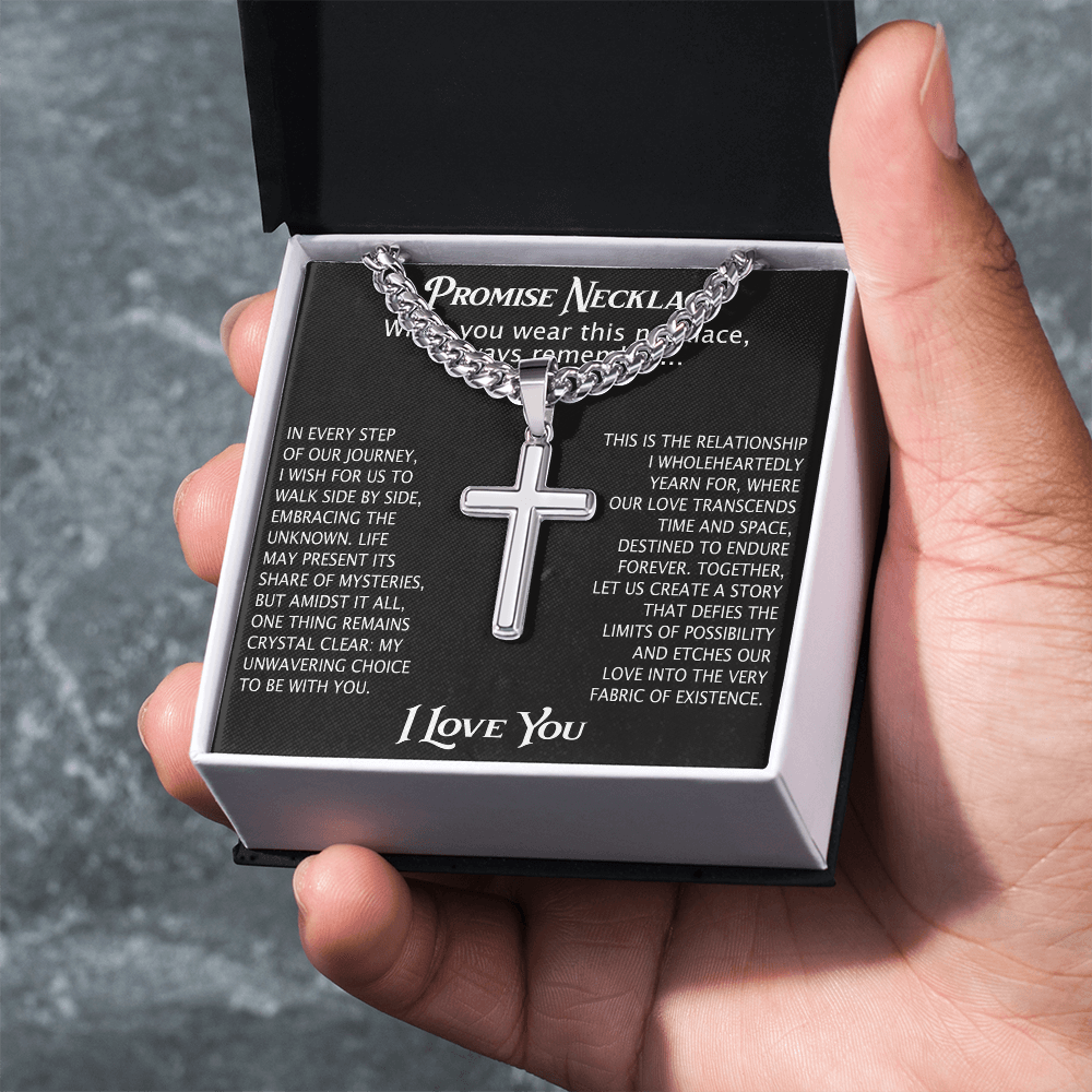 Cross Necklace Cuban Chain Boyfriend Promise Christian Faith Pendant (136755348786)